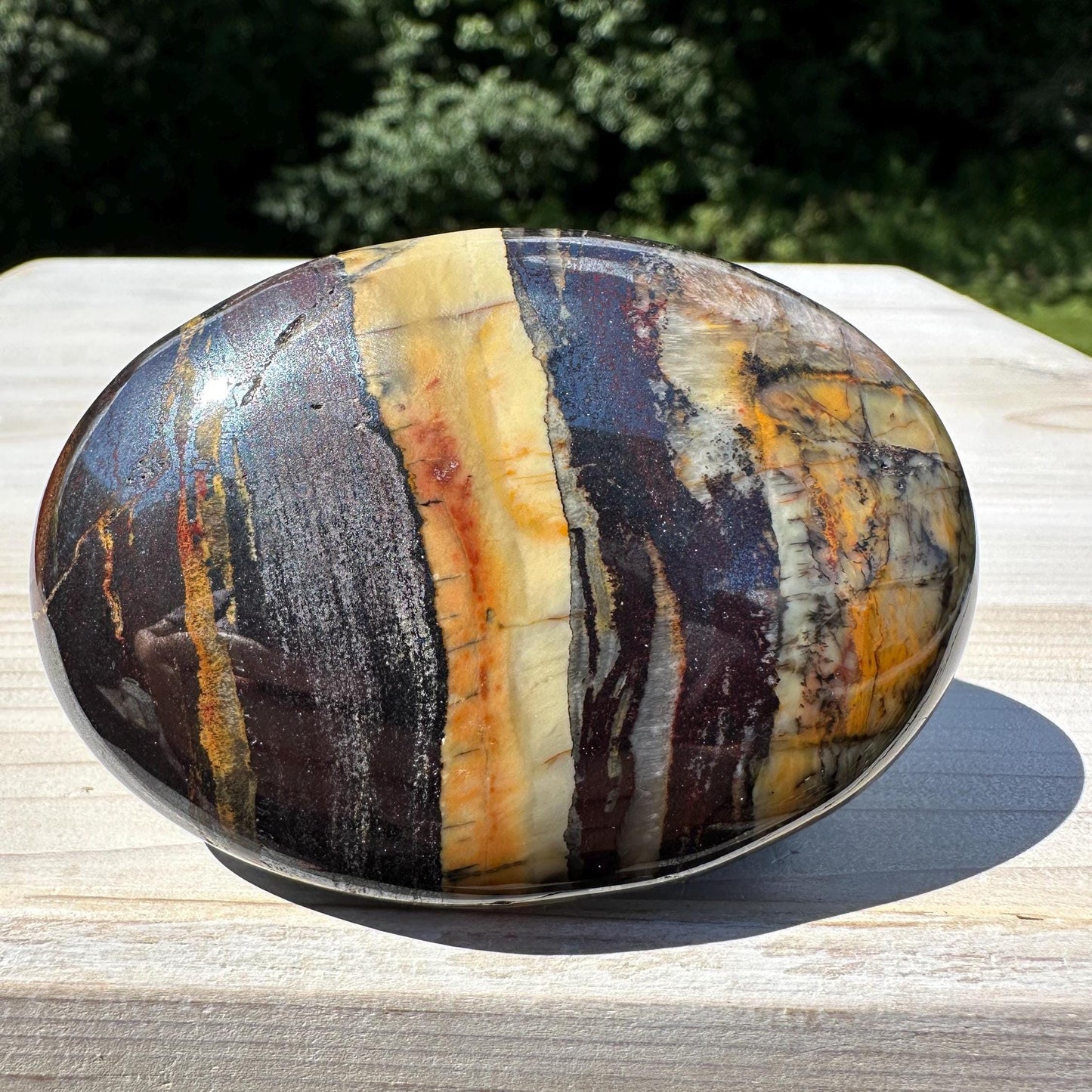 Beautiful Natural Tiger Iron Jasper Crystal Palm Stone - #4