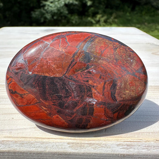 Beautiful Natural Tiger Iron Jasper Crystal Palm Stone - #8