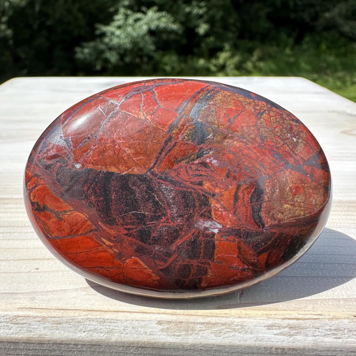 Beautiful Natural Tiger Iron Jasper Crystal Palm Stone - #8