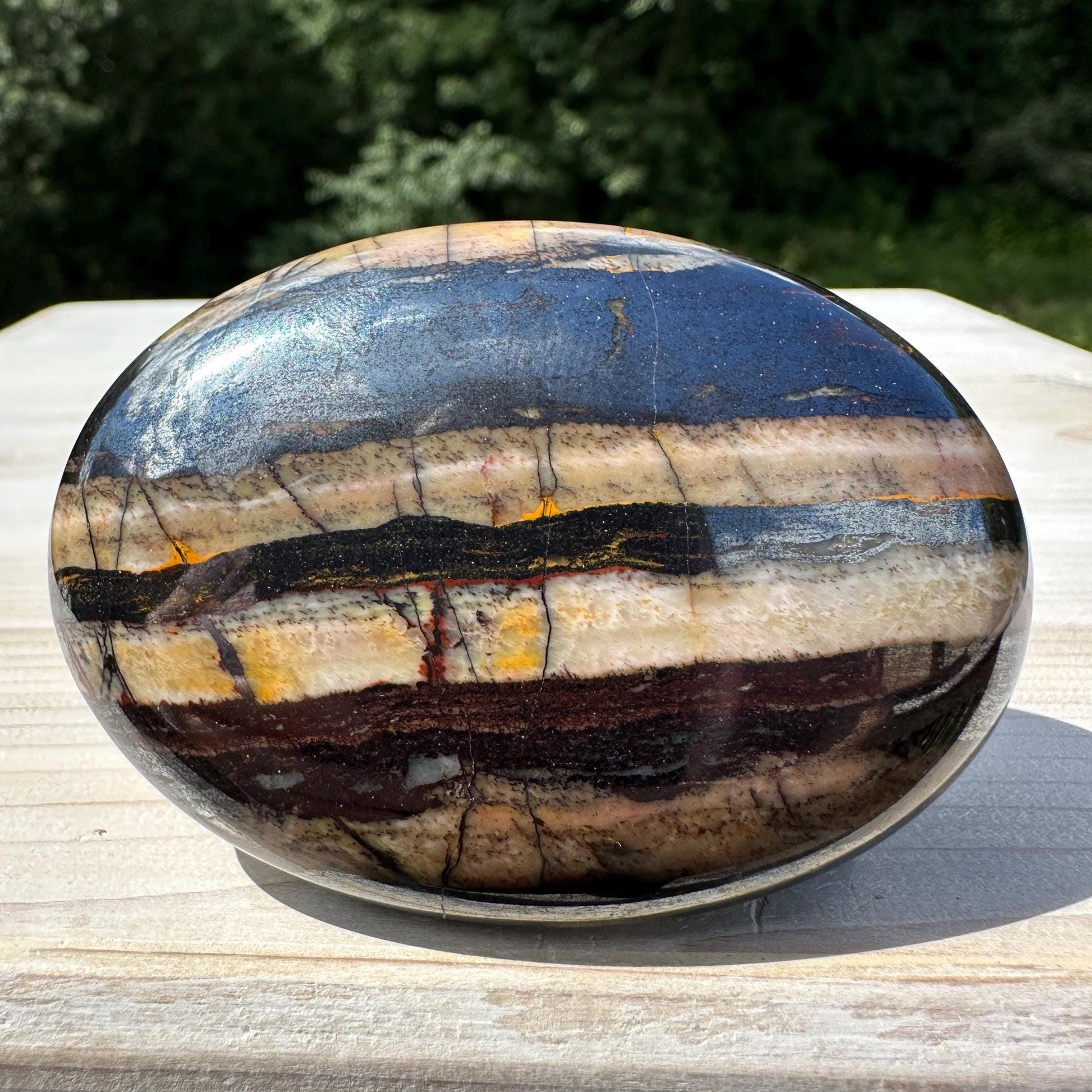 Beautiful Natural Tiger Iron Jasper Crystal Palm Stone - #9