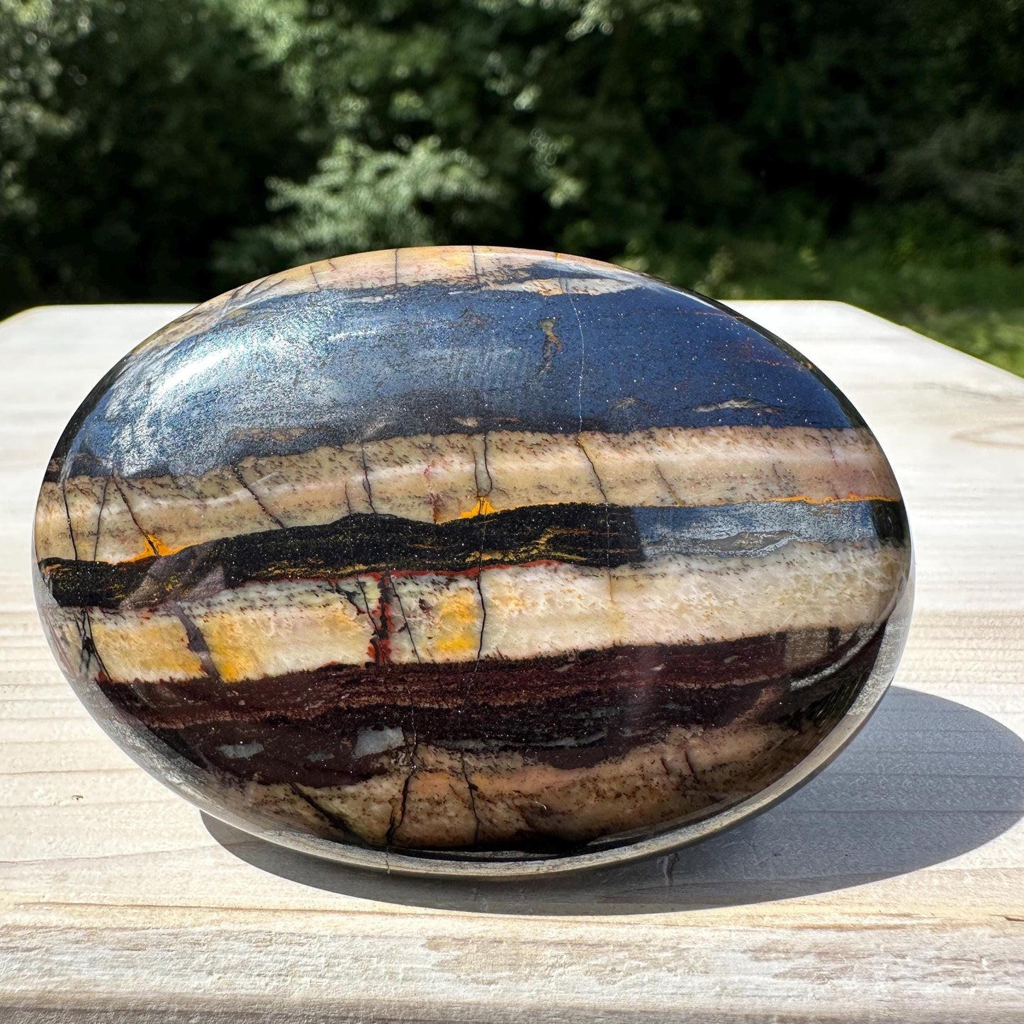 Beautiful Natural Tiger Iron Jasper Crystal Palm Stone - #9