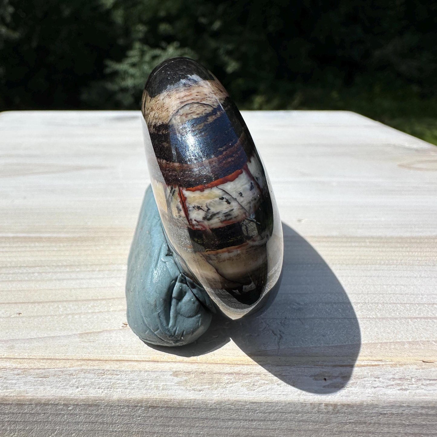 Beautiful Natural Tiger Iron Jasper Crystal Palm Stone - #9