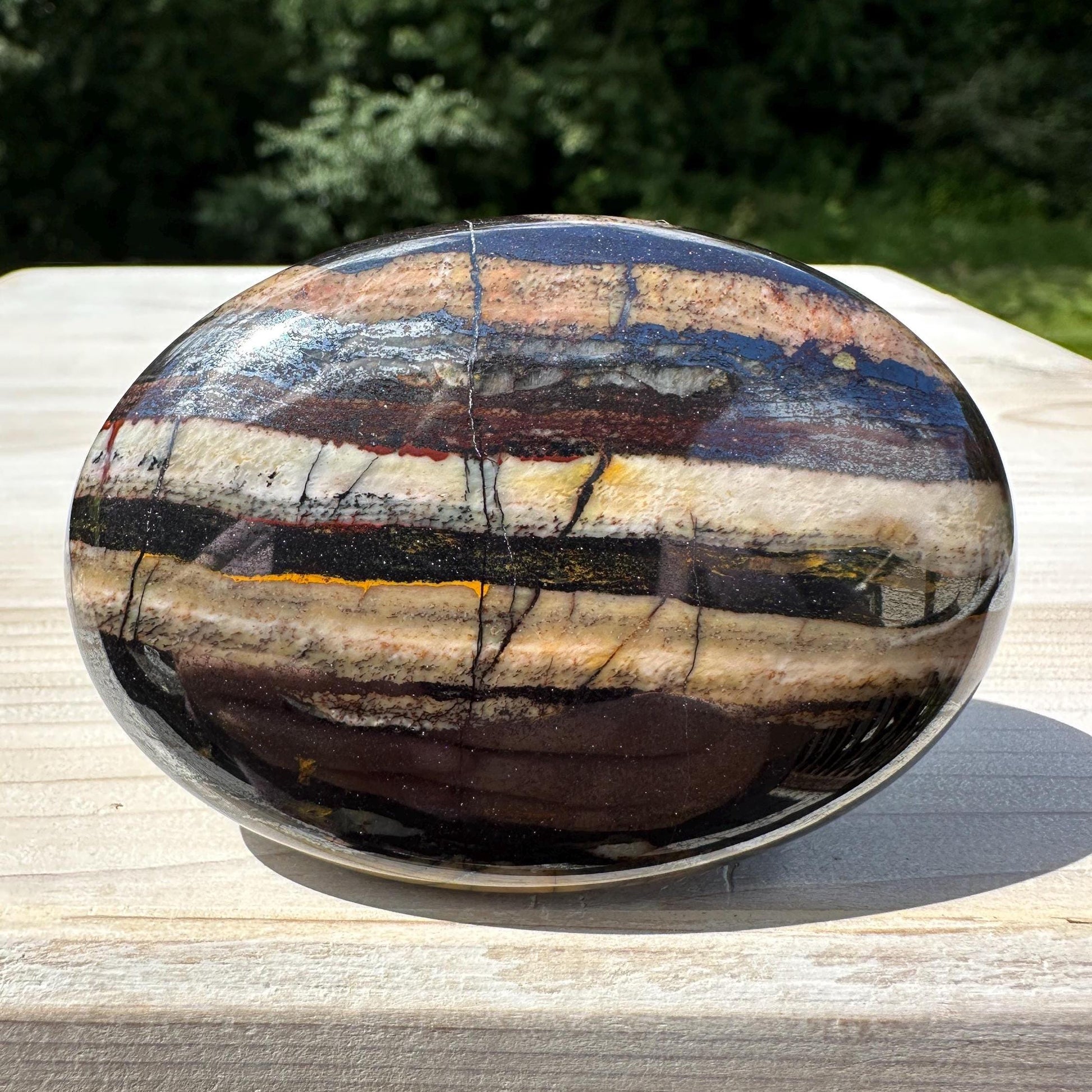Beautiful Natural Tiger Iron Jasper Crystal Palm Stone - #9