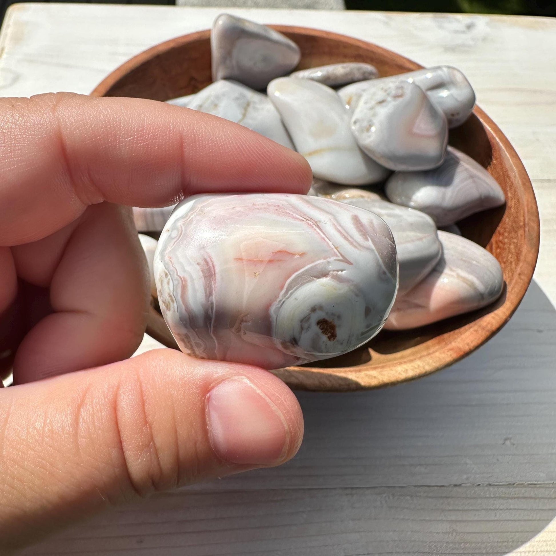 XL Pink Botswana Agate Tumbled Stone