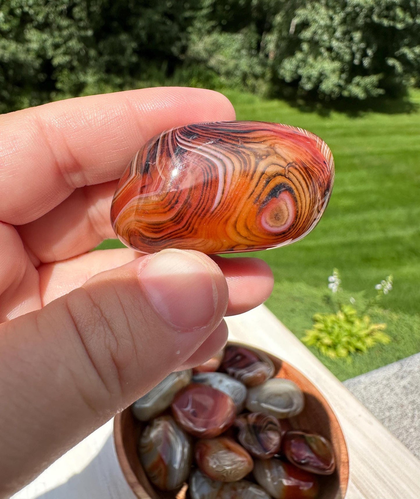 XL Madagascar Silk Banded Agate Tumbled Stone