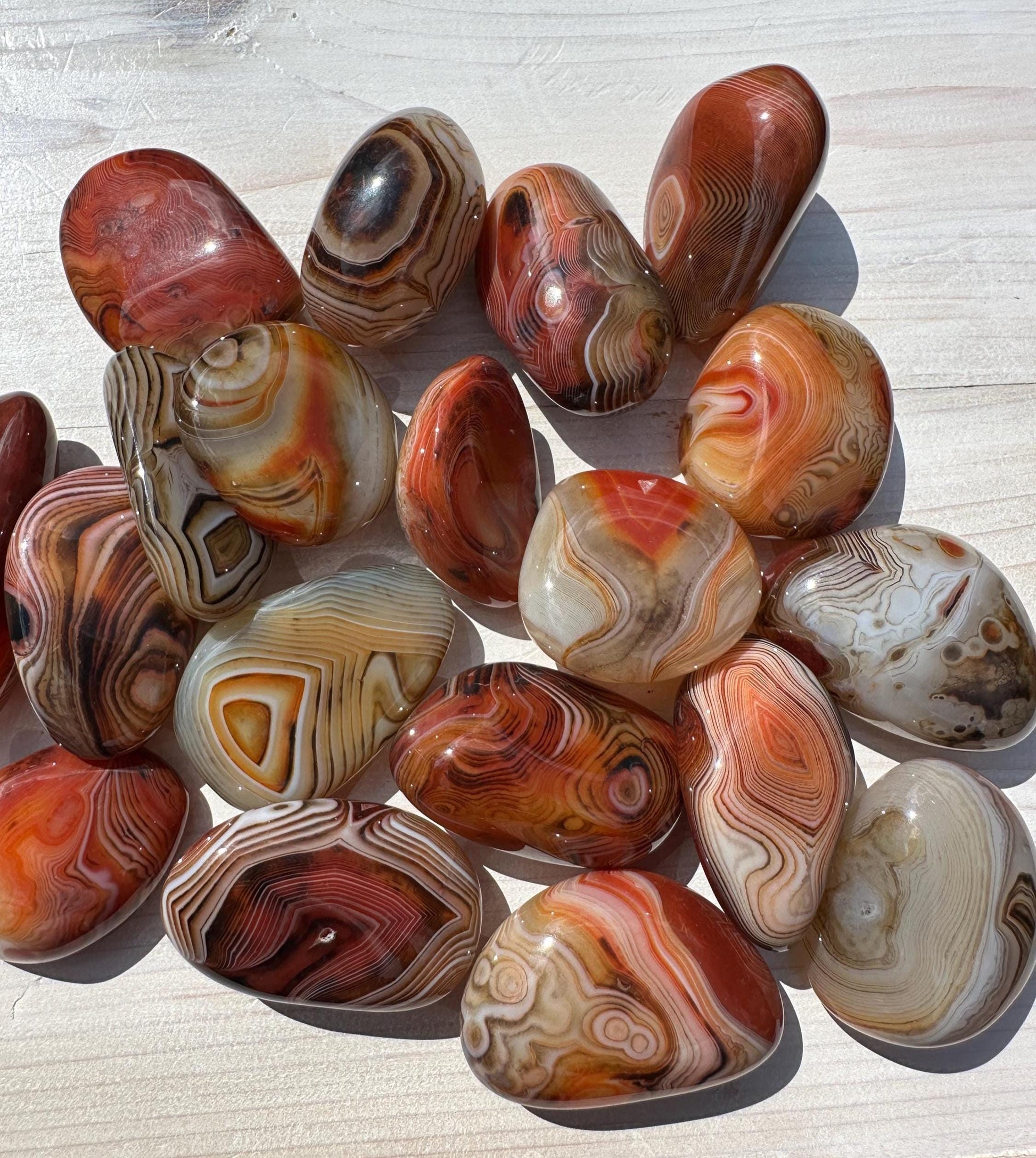 XL Madagascar Silk Banded Agate Tumbled Stone