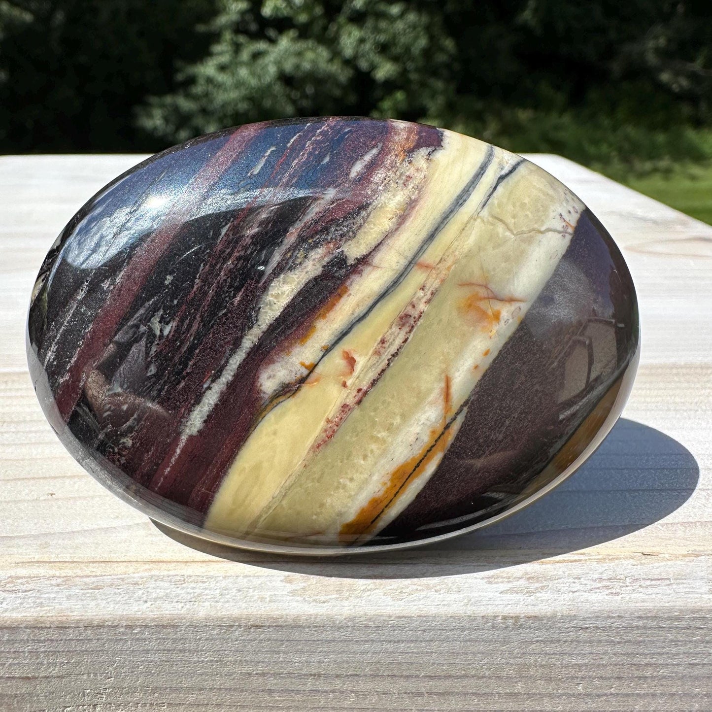 Beautiful Natural Tiger Iron Jasper Crystal Palm Stone - #2