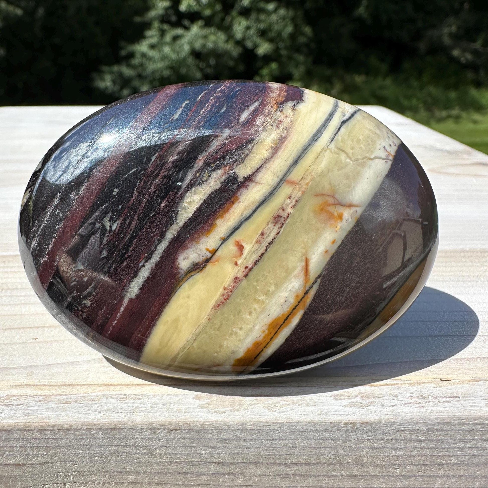 Beautiful Natural Tiger Iron Jasper Crystal Palm Stone - #2