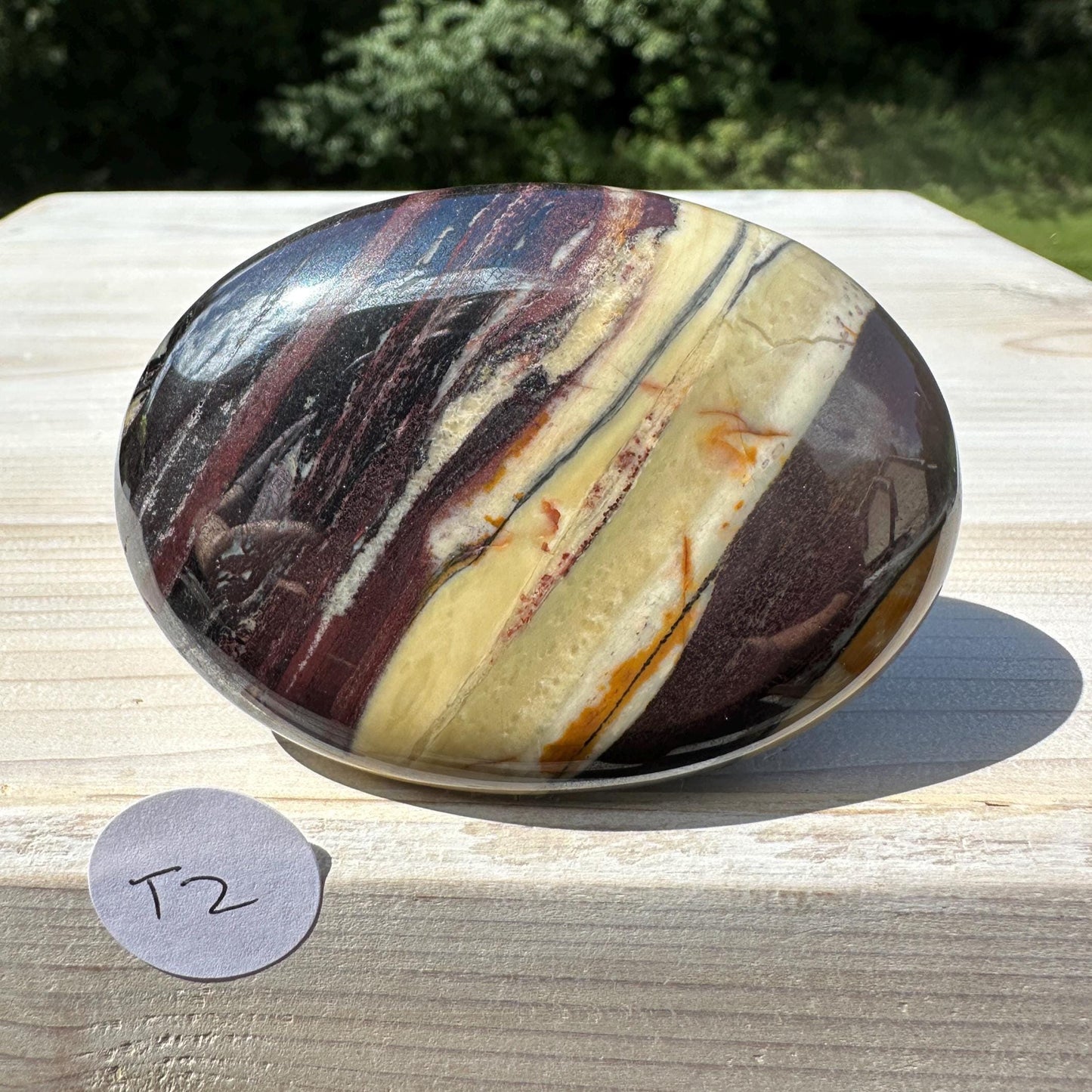Beautiful Natural Tiger Iron Jasper Crystal Palm Stone - #2