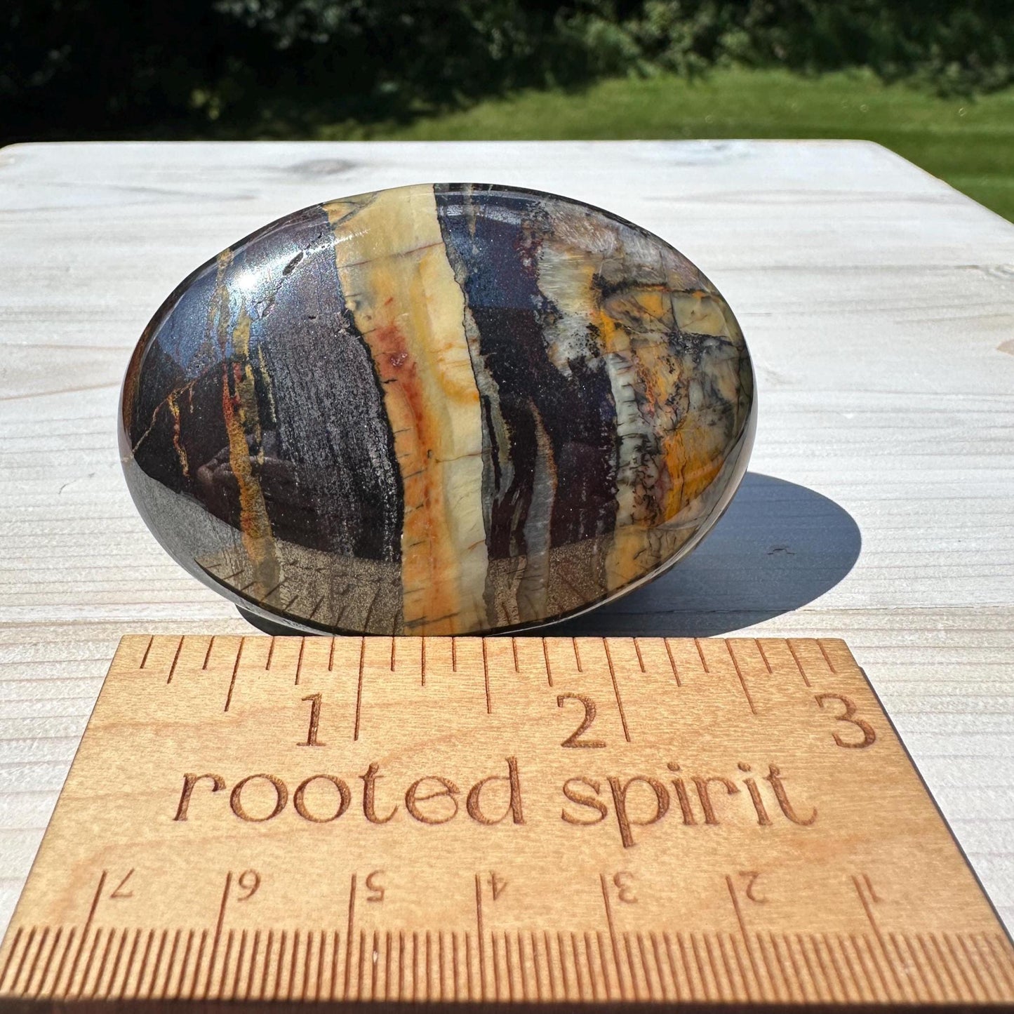 Beautiful Natural Tiger Iron Jasper Crystal Palm Stone - #4