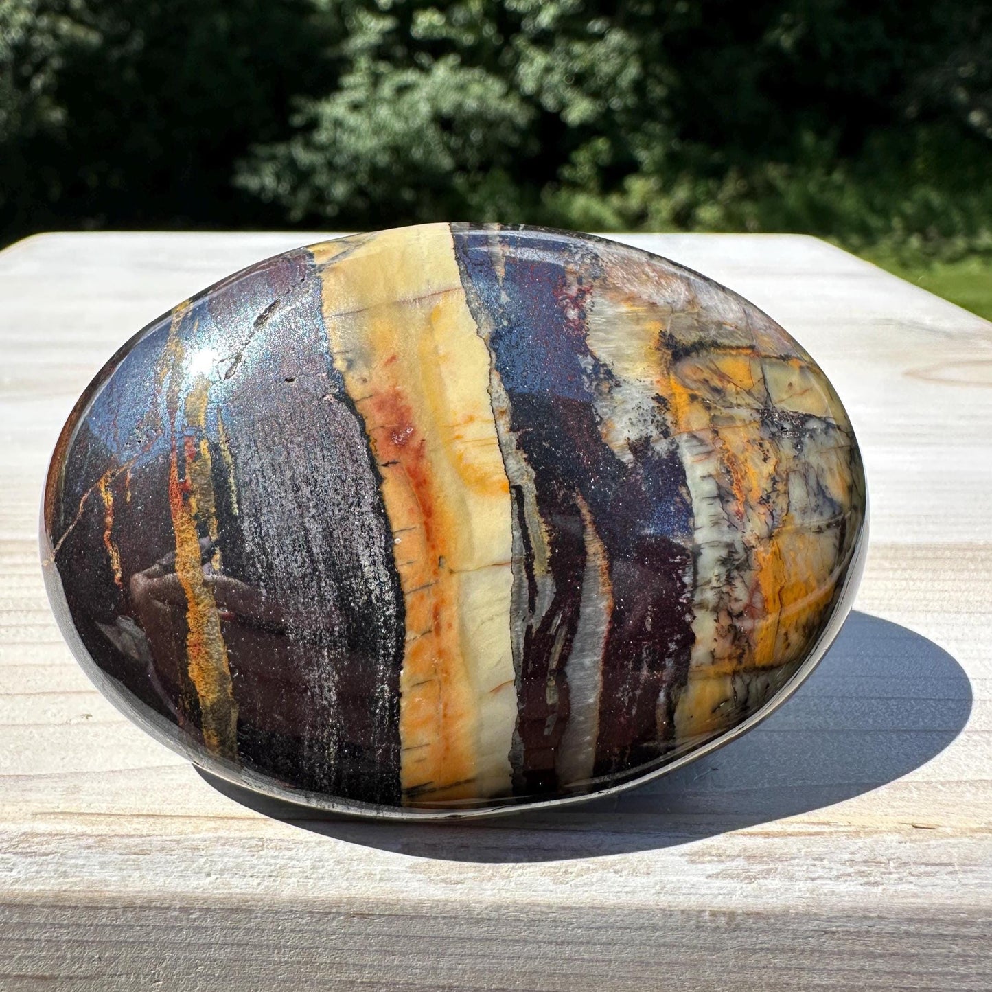 Beautiful Natural Tiger Iron Jasper Crystal Palm Stone - #4