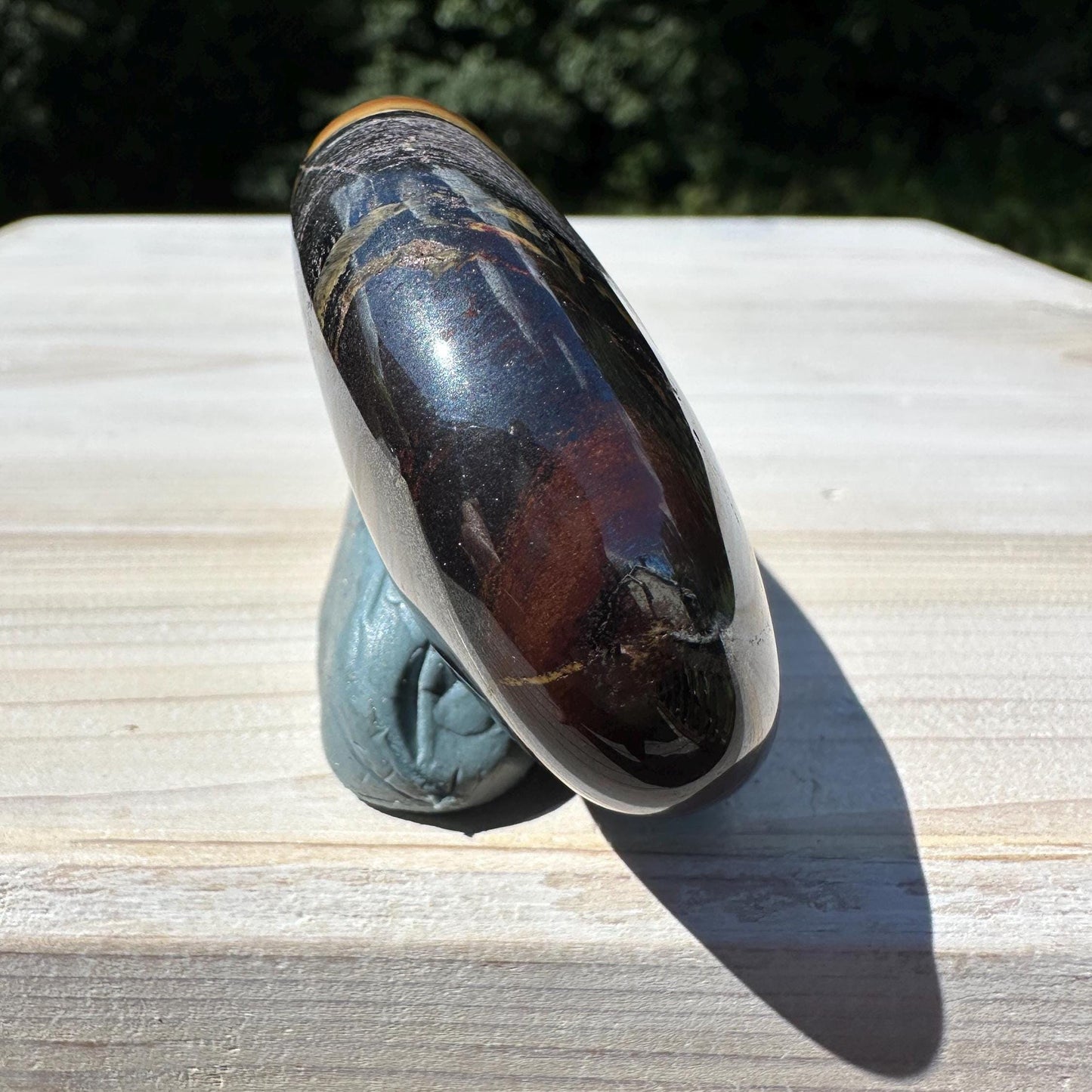 Beautiful Natural Tiger Iron Jasper Crystal Palm Stone - #4