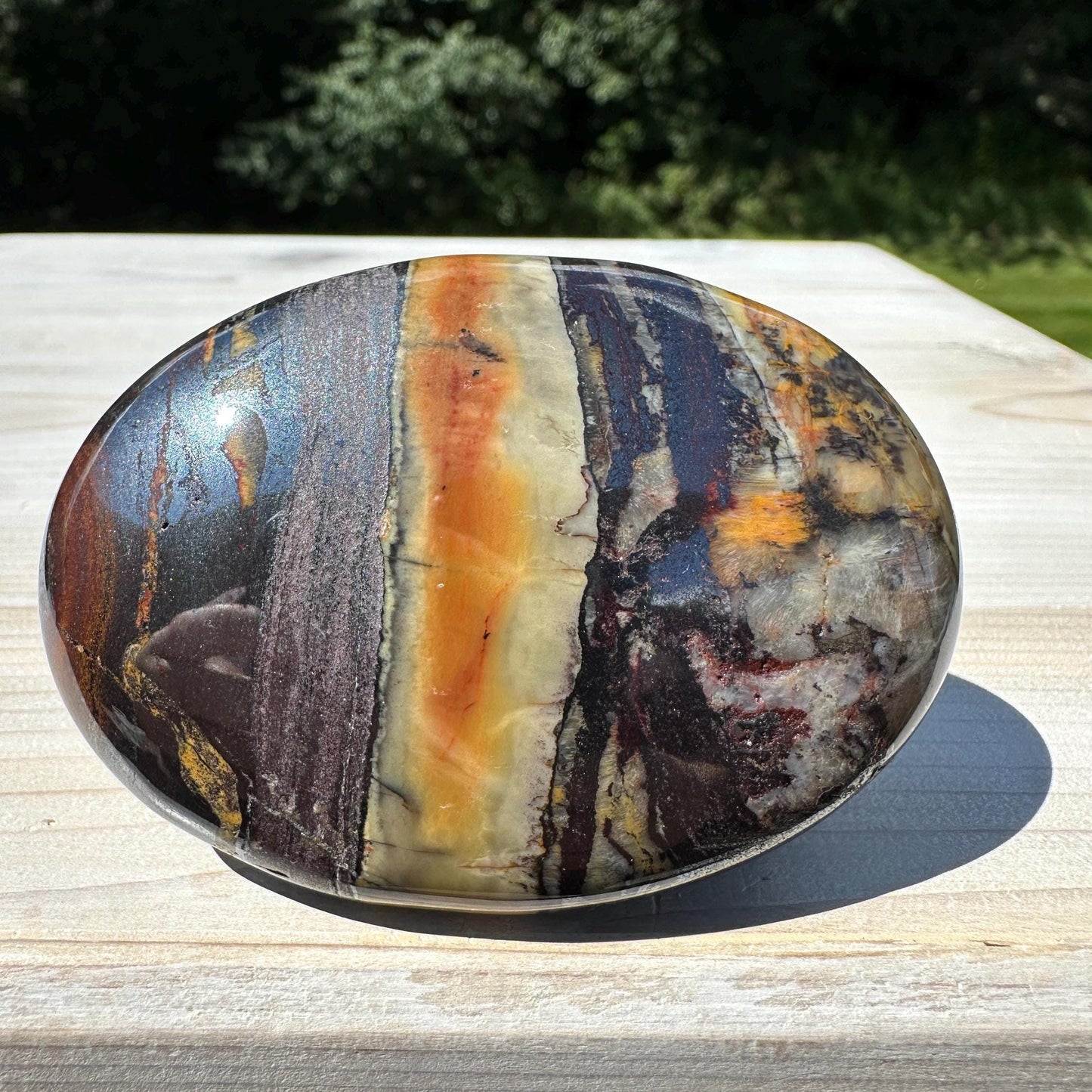 Beautiful Natural Tiger Iron Jasper Crystal Palm Stone - #4