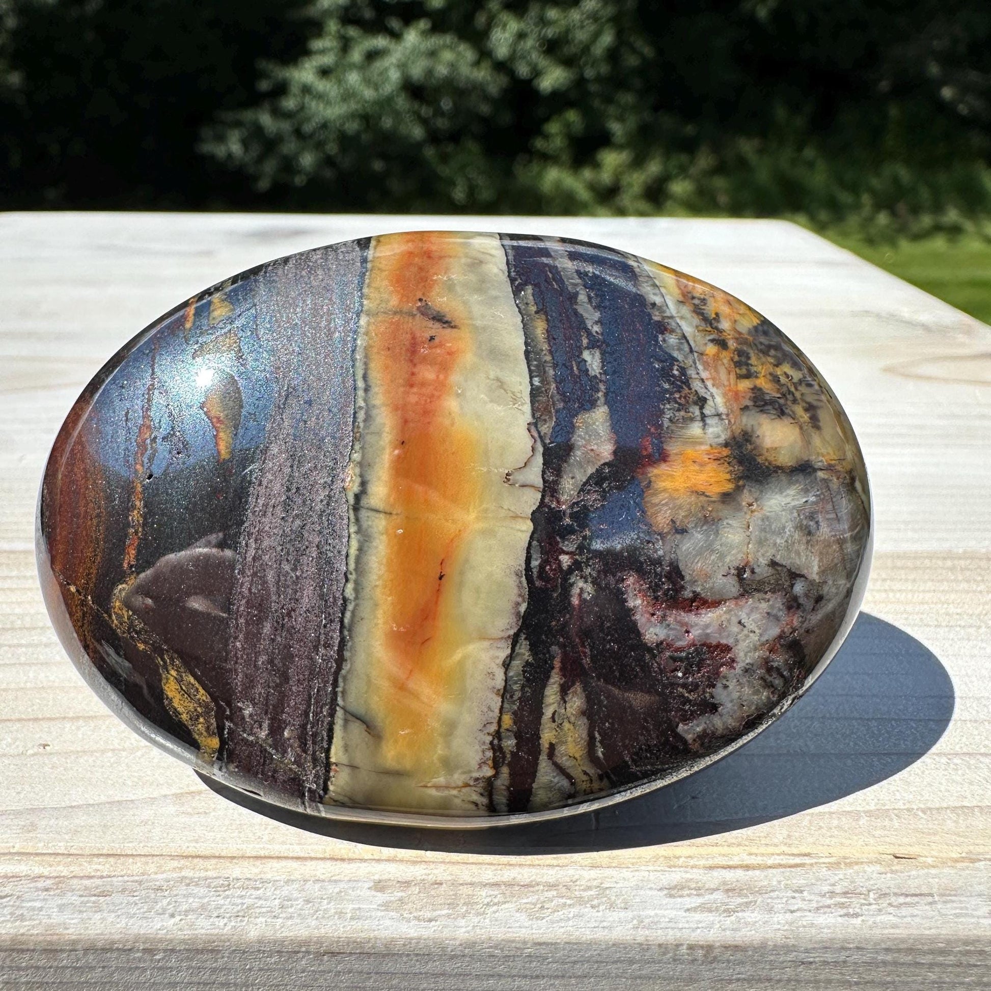 Beautiful Natural Tiger Iron Jasper Crystal Palm Stone - #4
