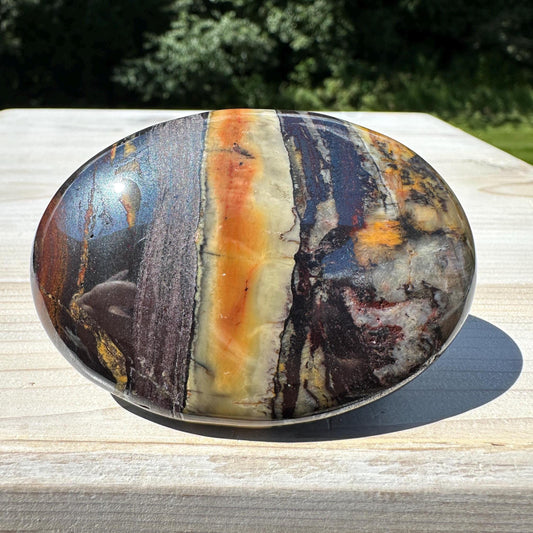 Beautiful Natural Tiger Iron Jasper Crystal Palm Stone - #4