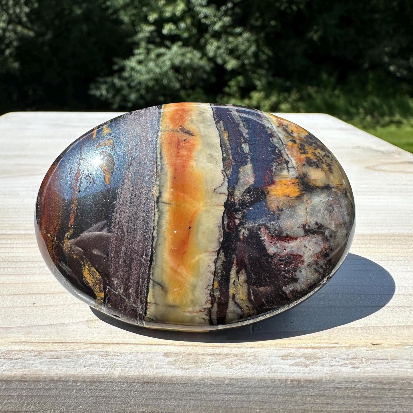 Beautiful Natural Tiger Iron Jasper Crystal Palm Stone - #4