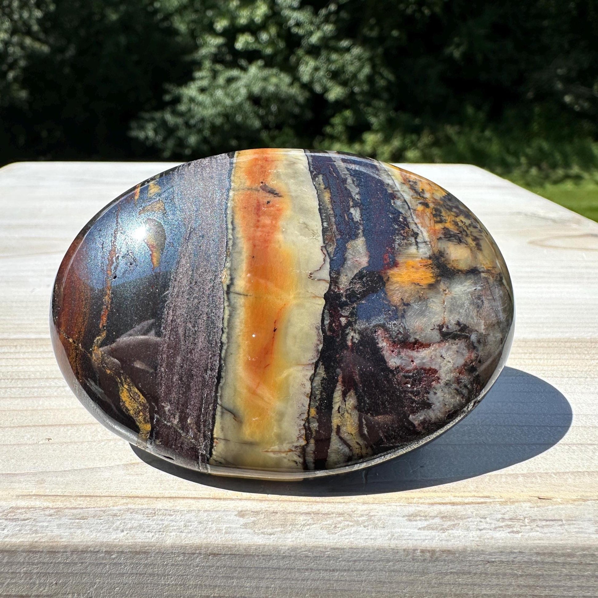 Beautiful Natural Tiger Iron Jasper Crystal Palm Stone - #4
