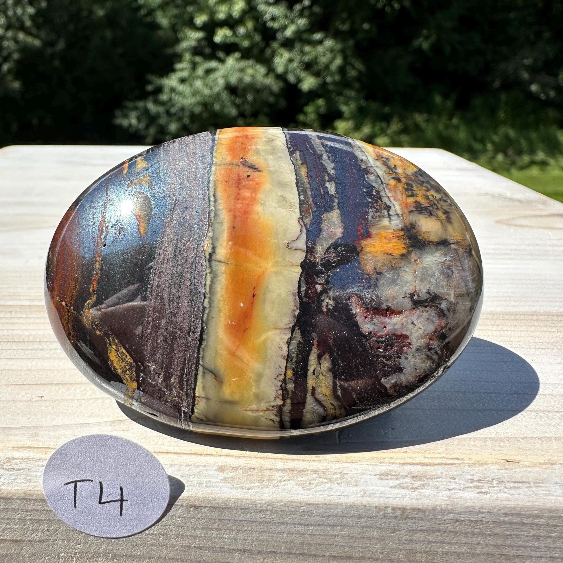 Beautiful Natural Tiger Iron Jasper Crystal Palm Stone - #4