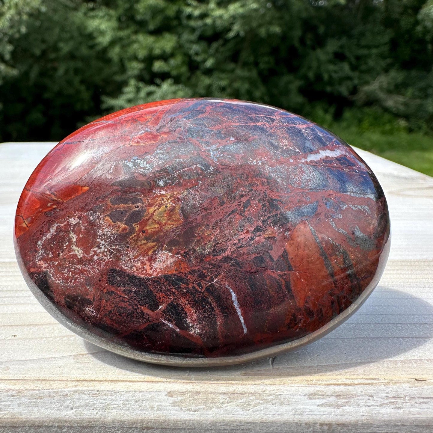 Beautiful Natural Tiger Iron Jasper Crystal Palm Stone - #8