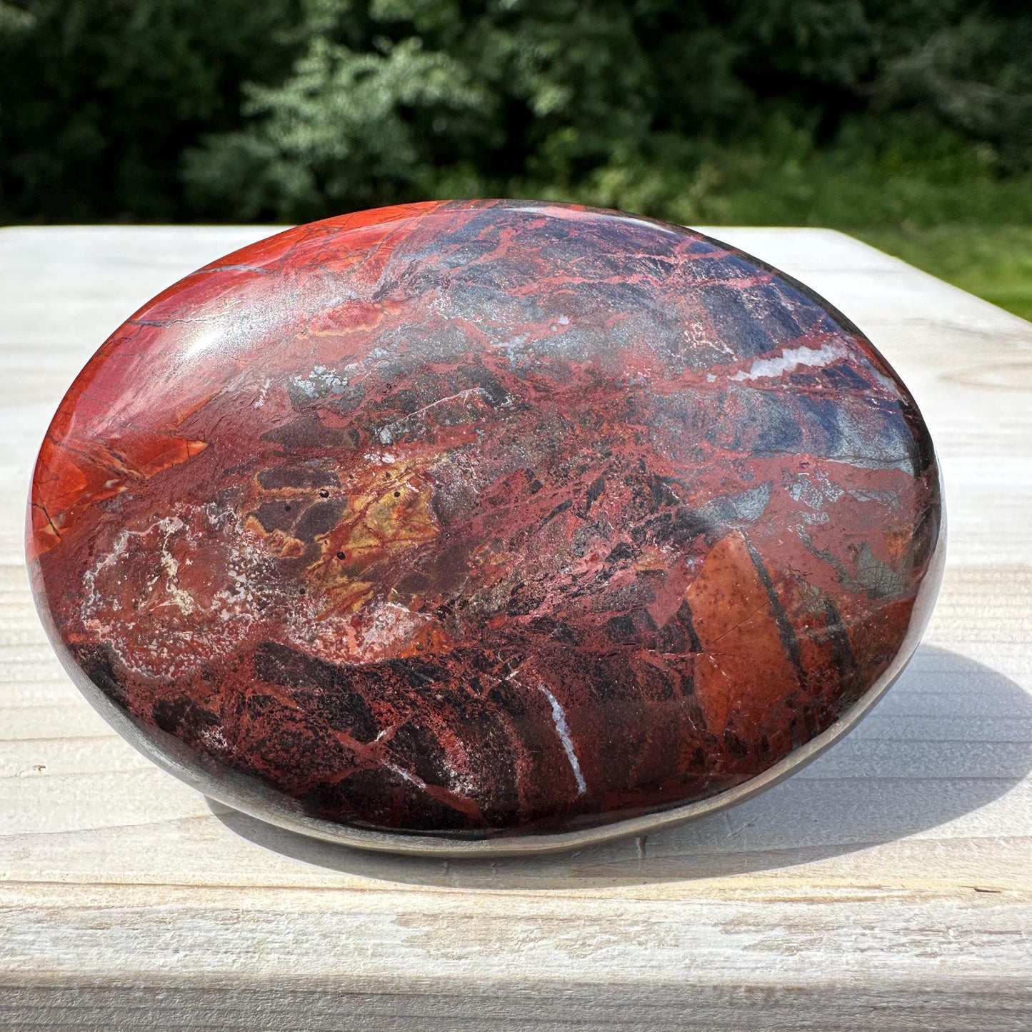 Beautiful Natural Tiger Iron Jasper Crystal Palm Stone - #8