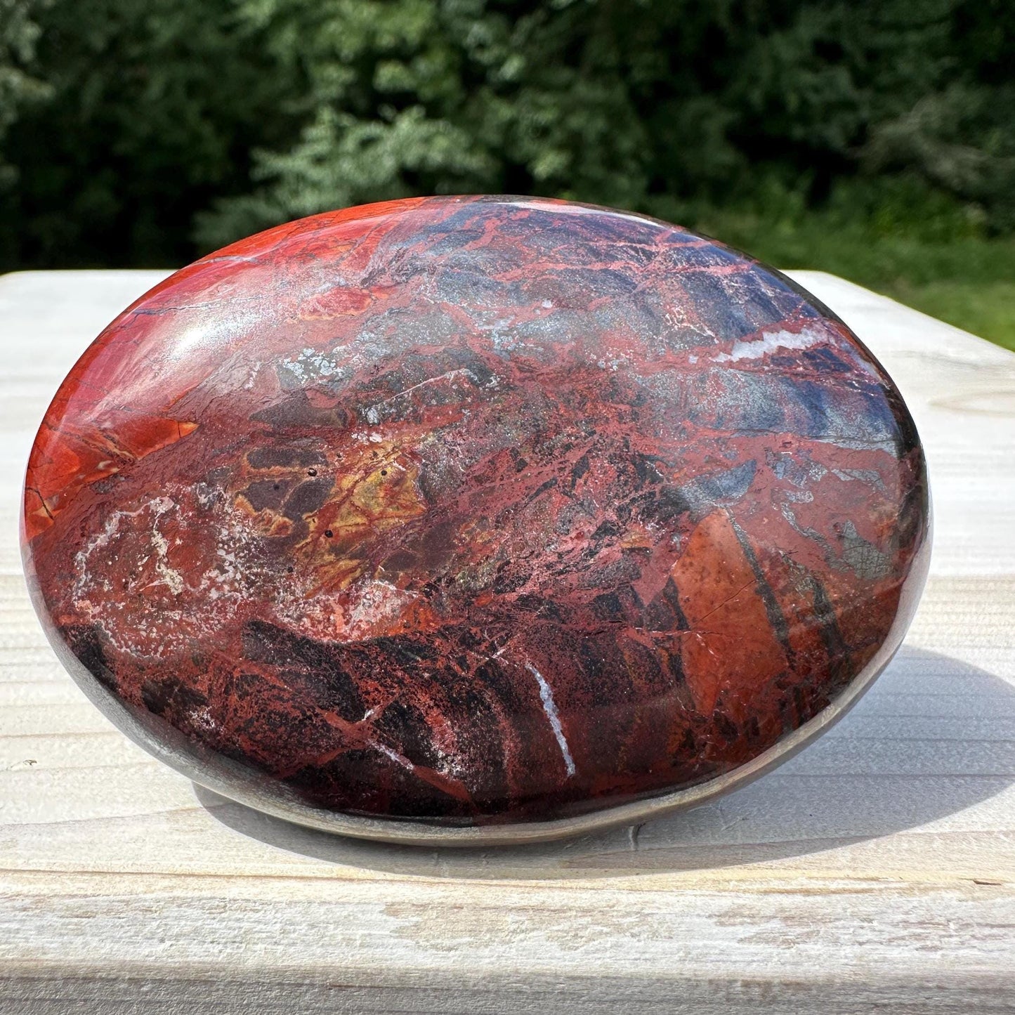 Beautiful Natural Tiger Iron Jasper Crystal Palm Stone - #8