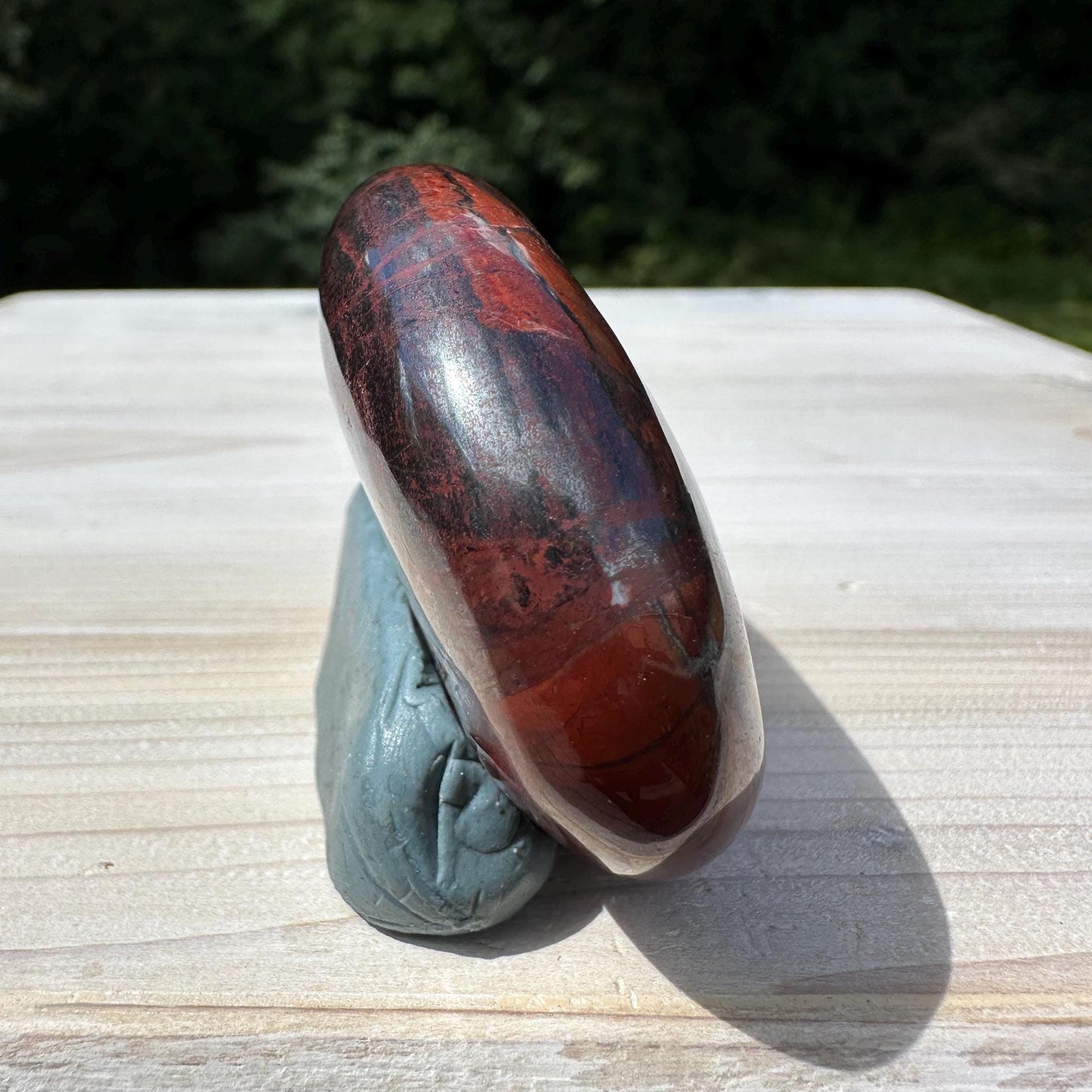 Beautiful Natural Tiger Iron Jasper Crystal Palm Stone - #8