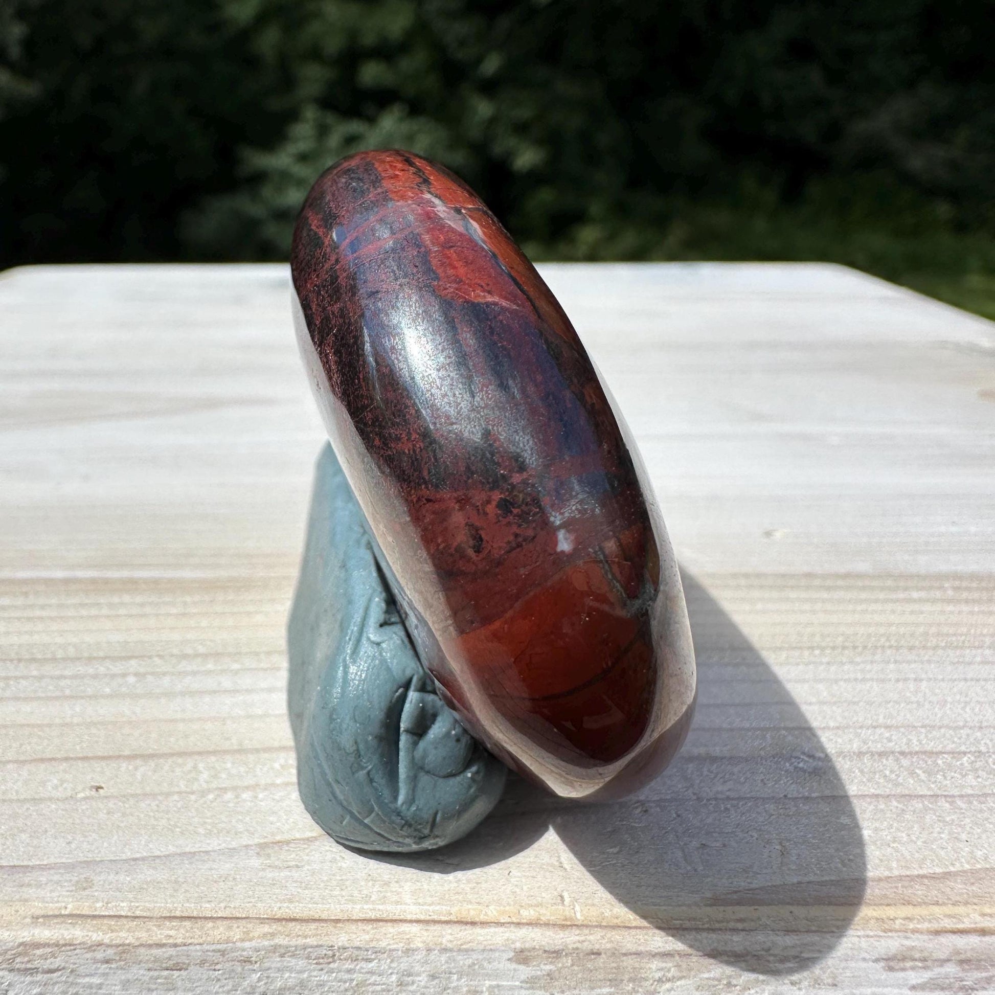Beautiful Natural Tiger Iron Jasper Crystal Palm Stone - #8