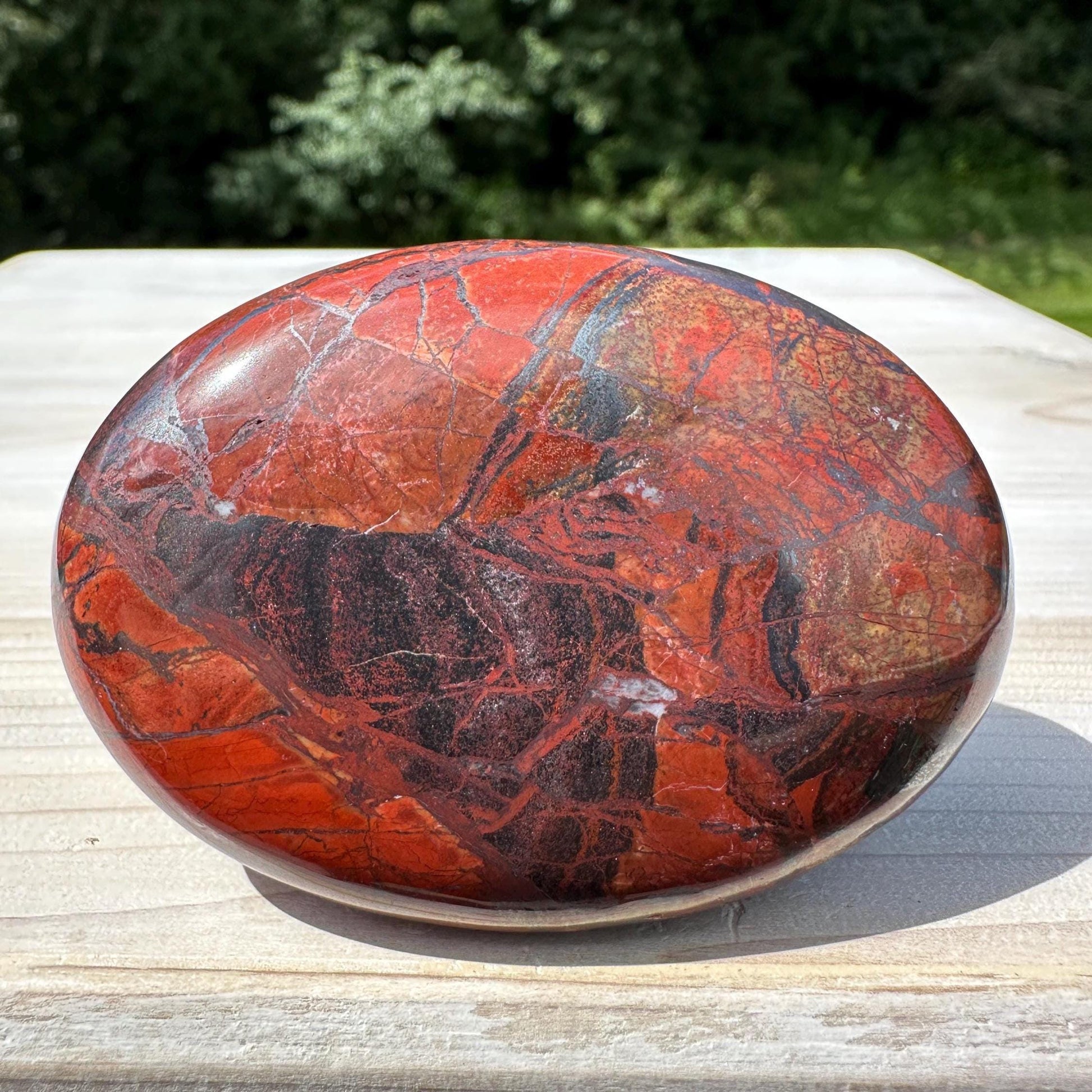 Beautiful Natural Tiger Iron Jasper Crystal Palm Stone - #8