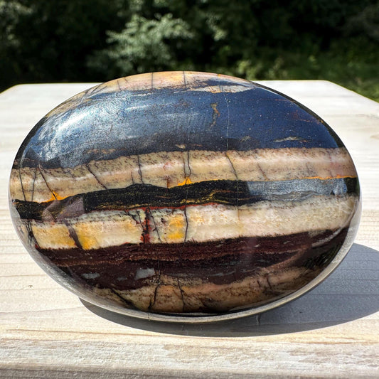 Beautiful Natural Tiger Iron Jasper Crystal Palm Stone - #9