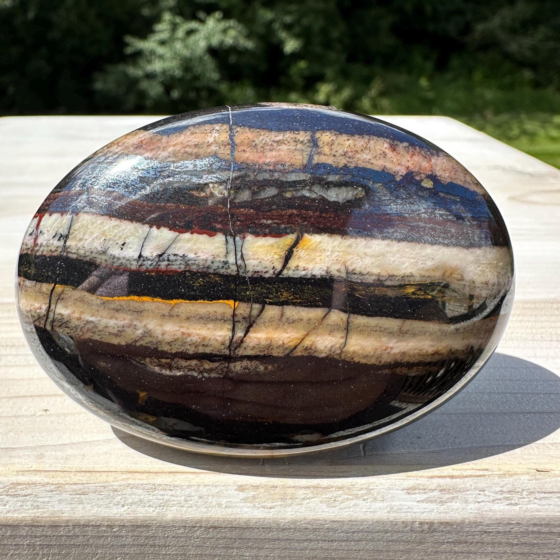 Beautiful Natural Tiger Iron Jasper Crystal Palm Stone - #9