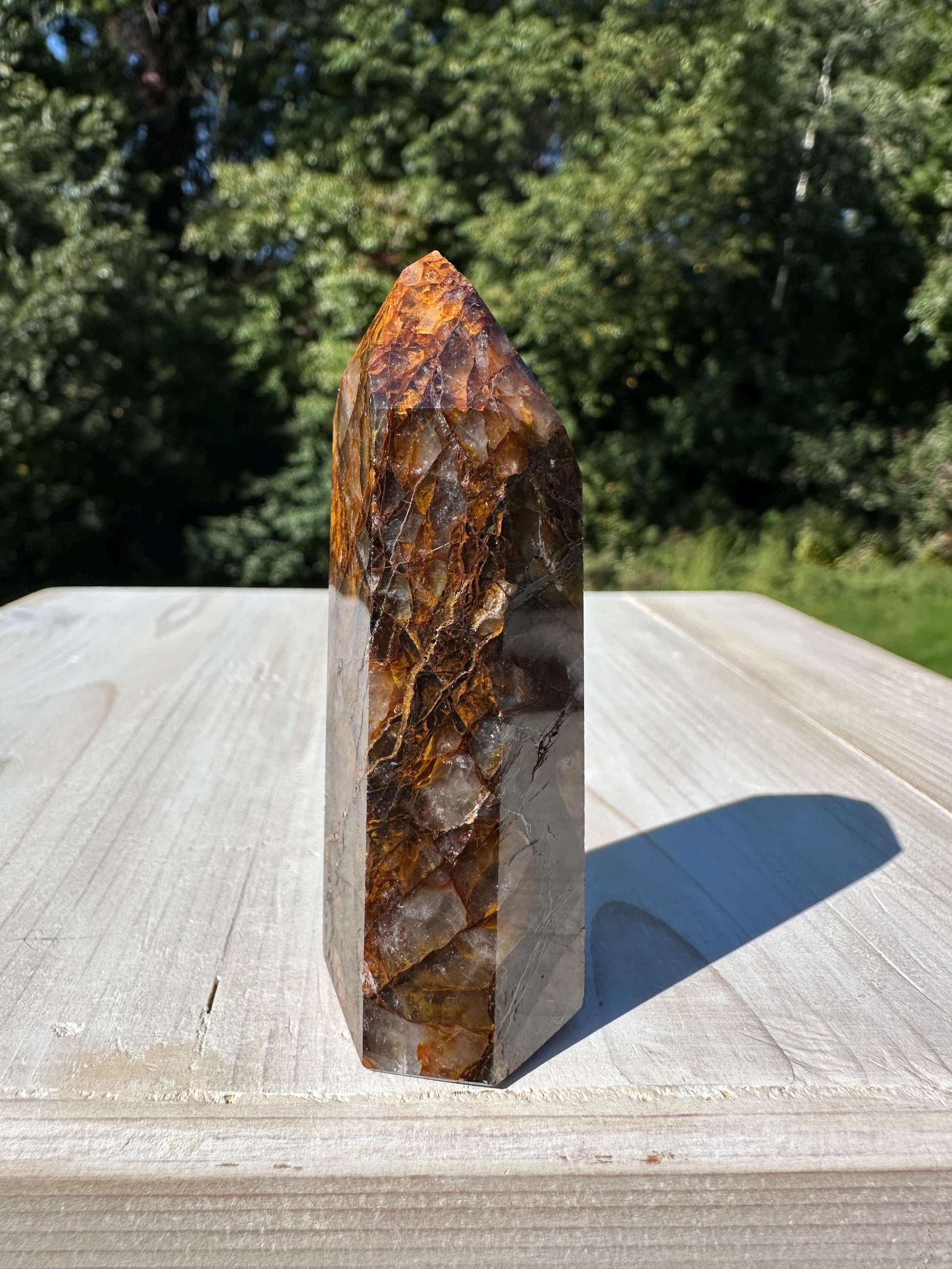 Stunning Smoky Golden Healer Polished Point from Brazil - #1