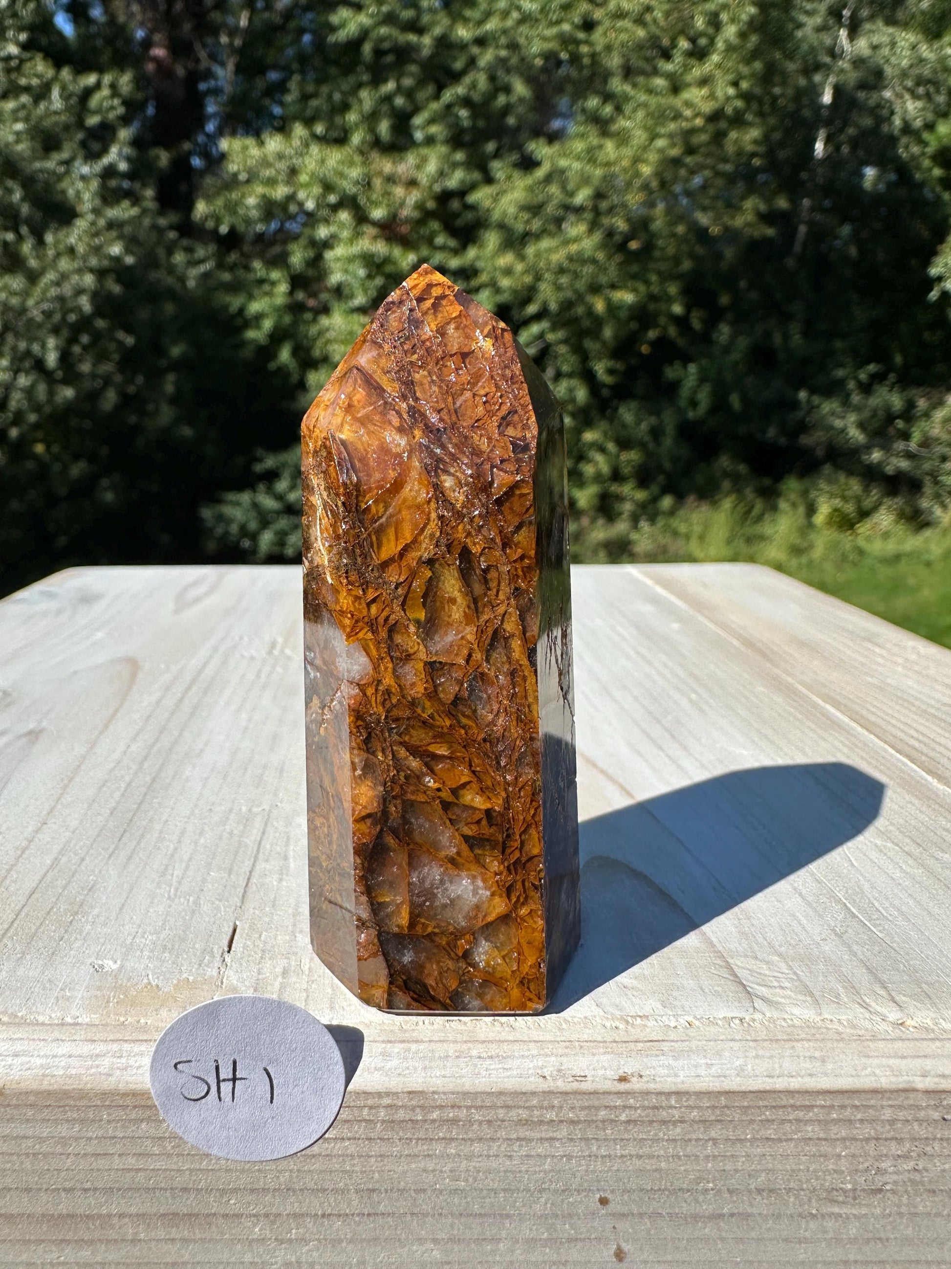 Stunning Smoky Golden Healer Polished Point from Brazil - #1