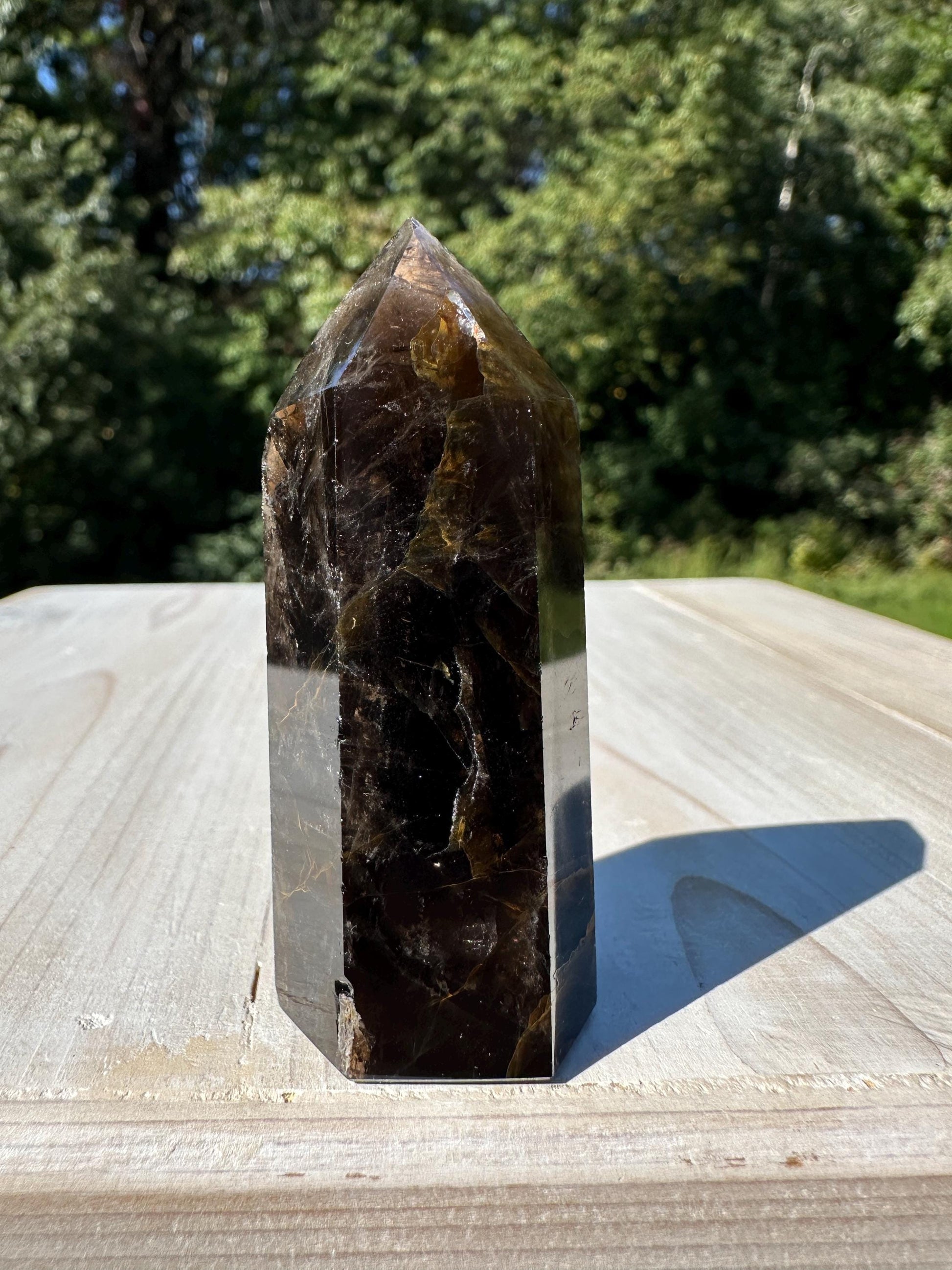 Stunning Smoky Golden Healer Polished Point from Brazil - #2
