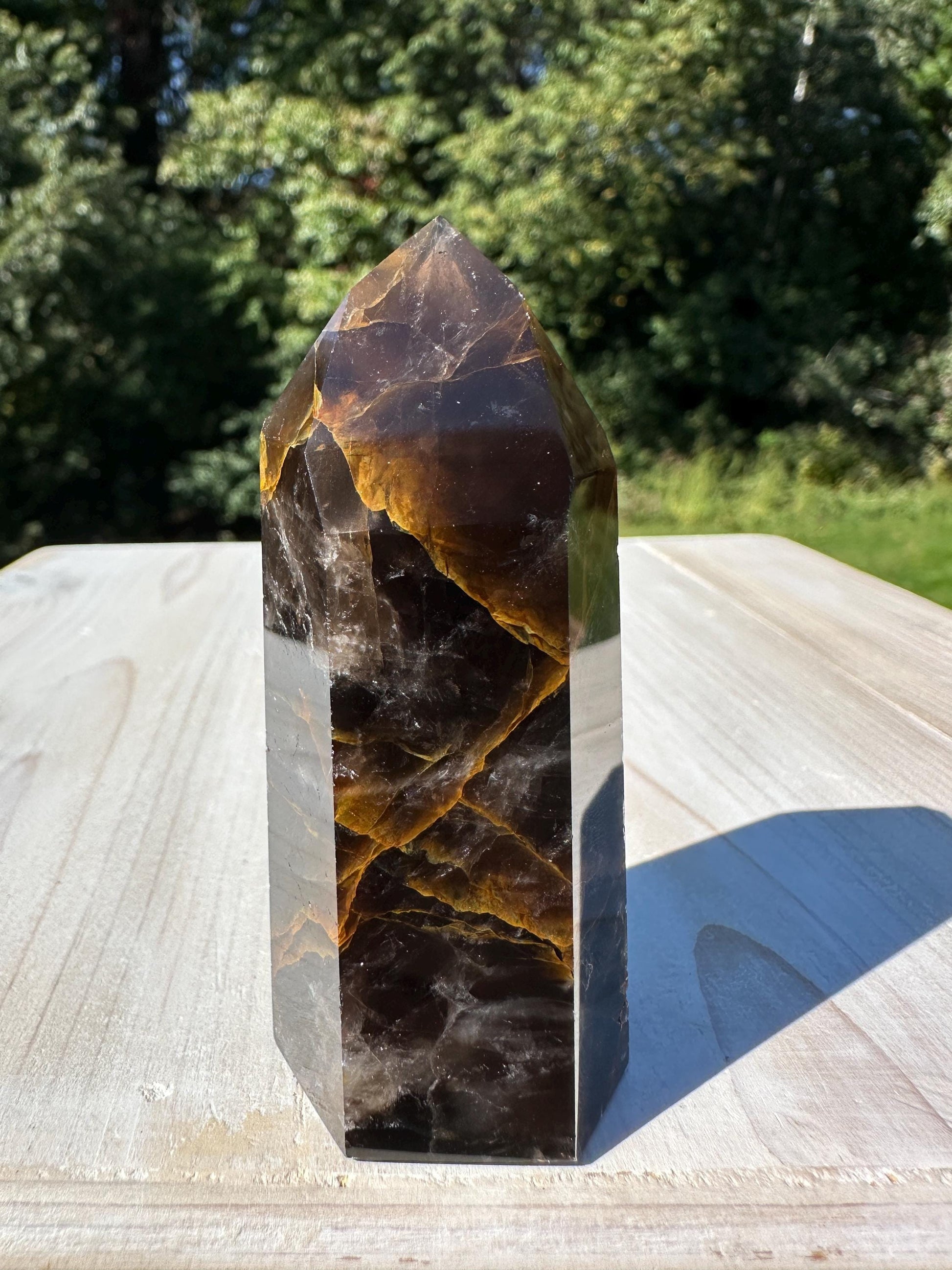 Stunning Smoky Golden Healer Polished Point from Brazil - #5