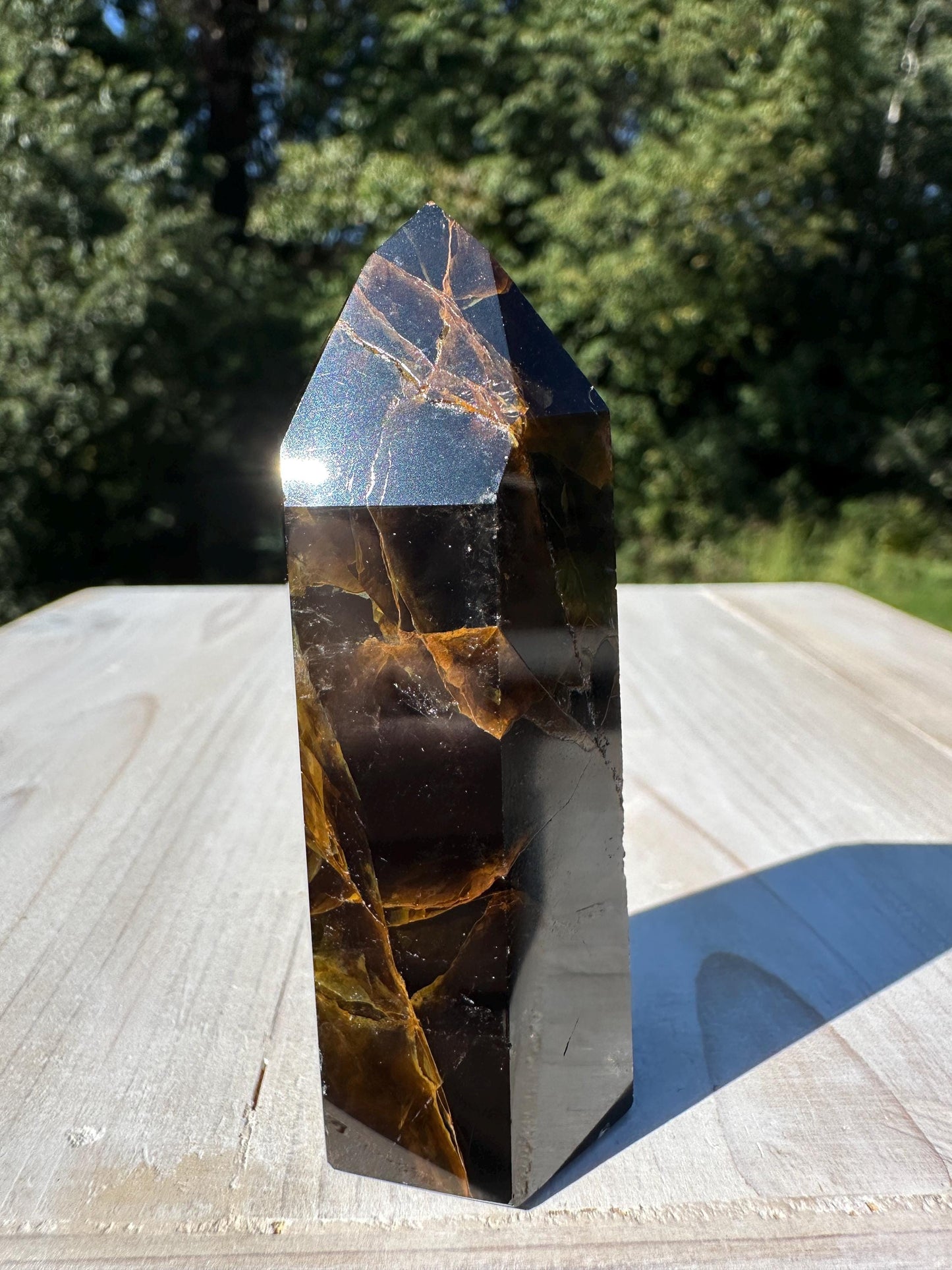 Stunning Smoky Golden Healer Polished Point from Brazil - #6