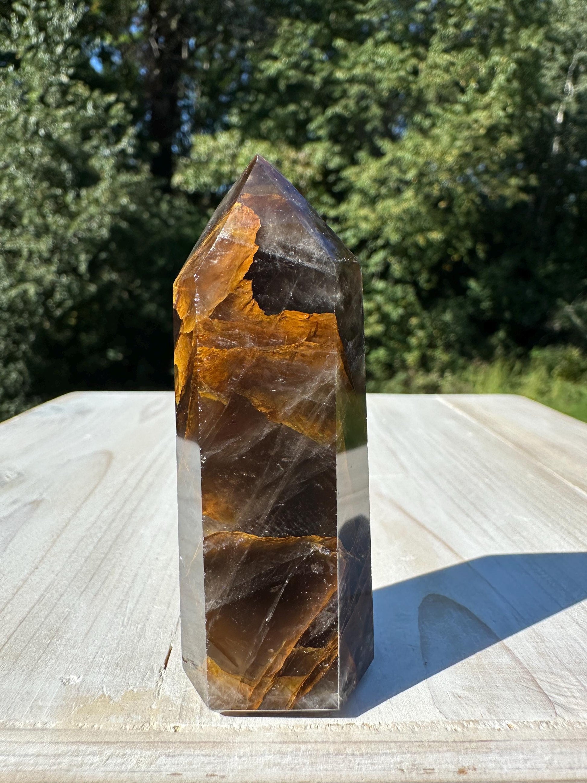 Stunning Smoky Golden Healer Polished Point from Brazil - #7