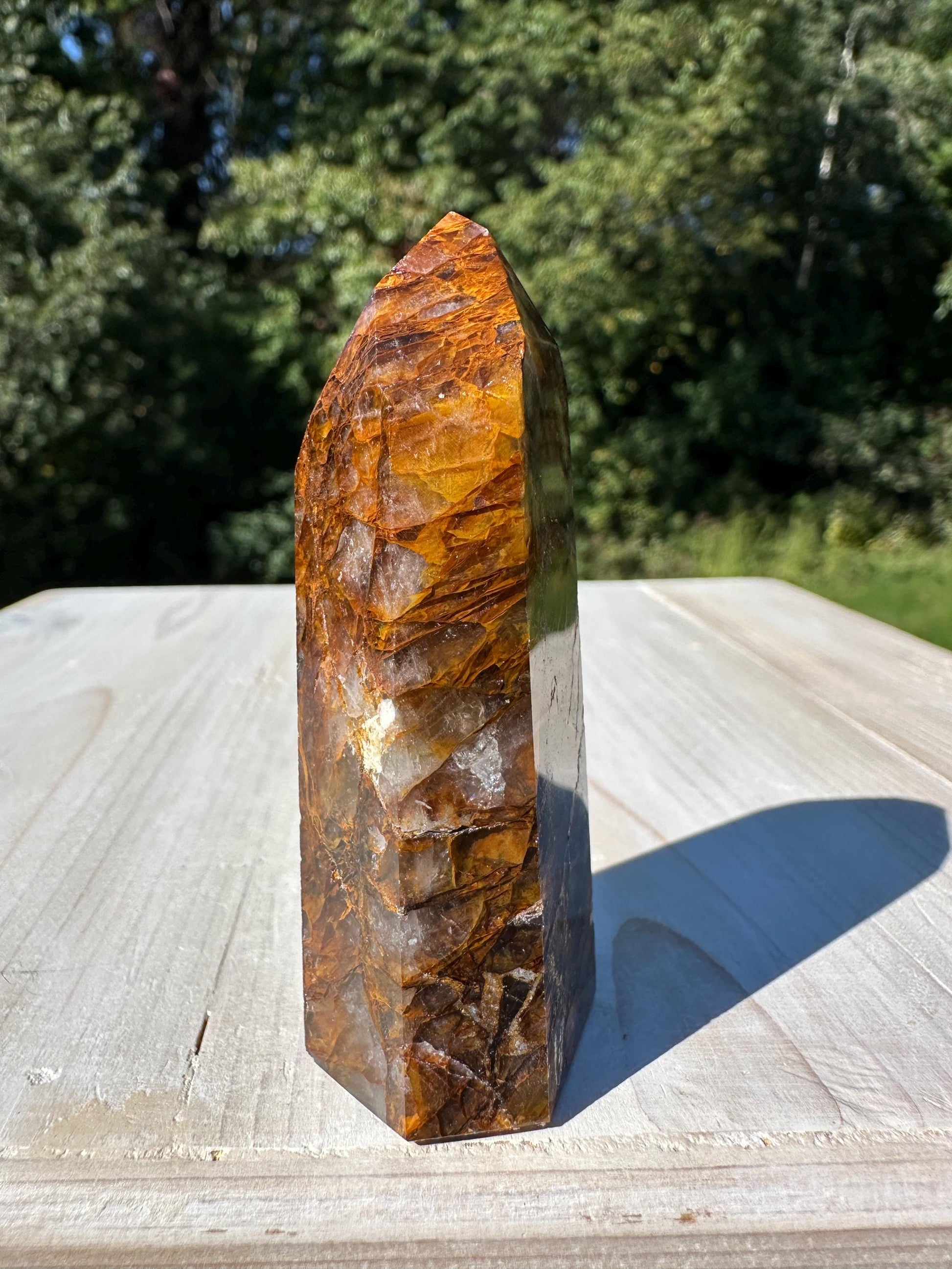 Stunning Smoky Golden Healer Polished Point from Brazil - #1