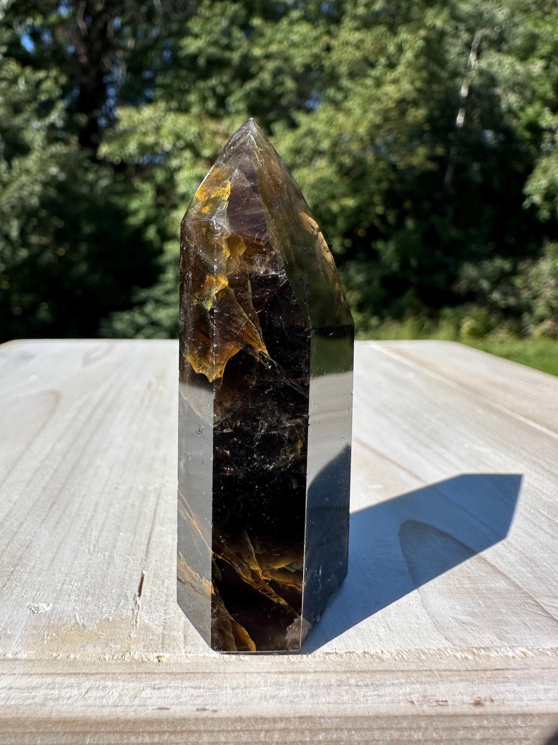 Stunning Smoky Golden Healer Polished Point from Brazil - #2
