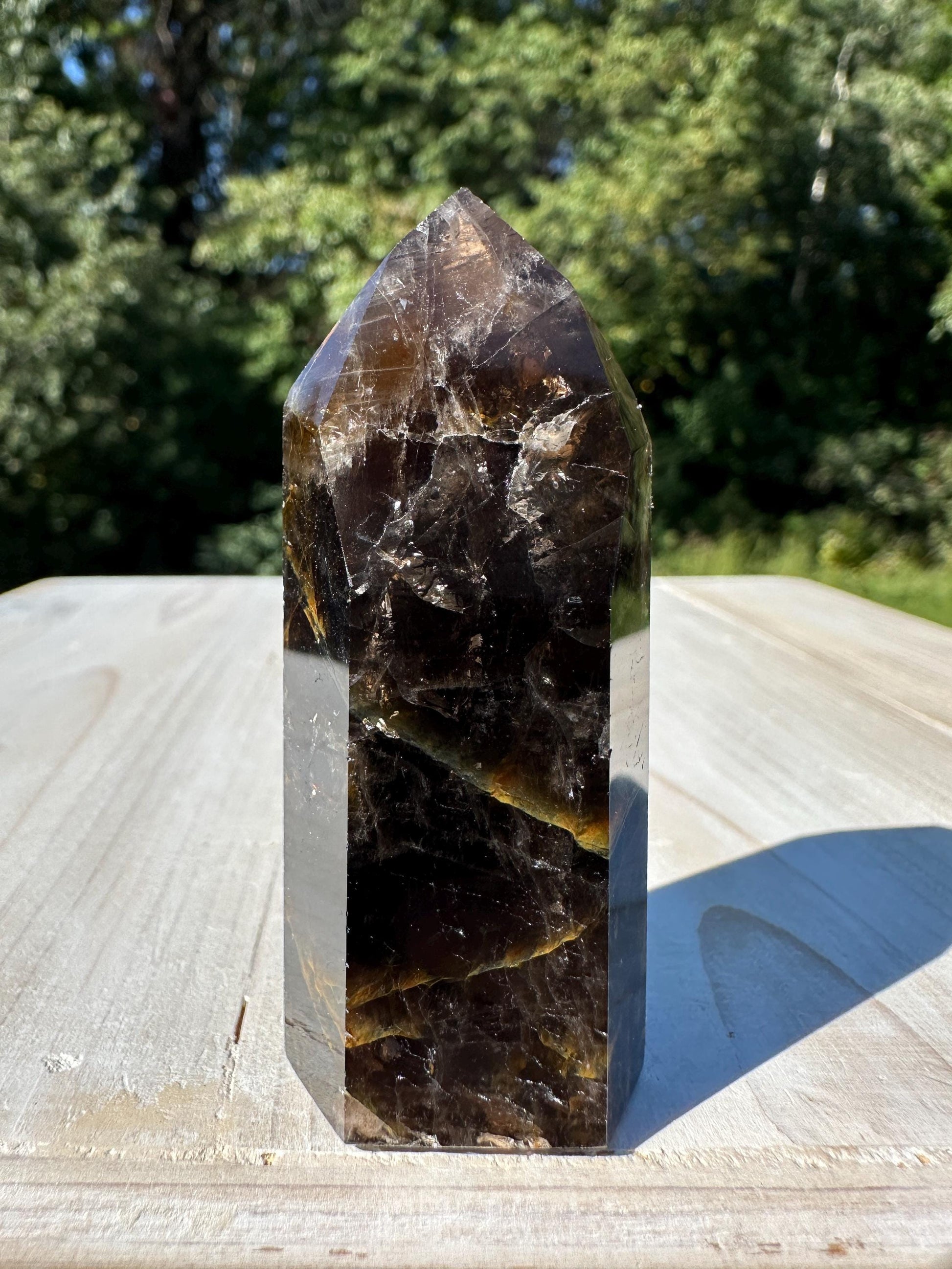Stunning Smoky Golden Healer Polished Point from Brazil - #2