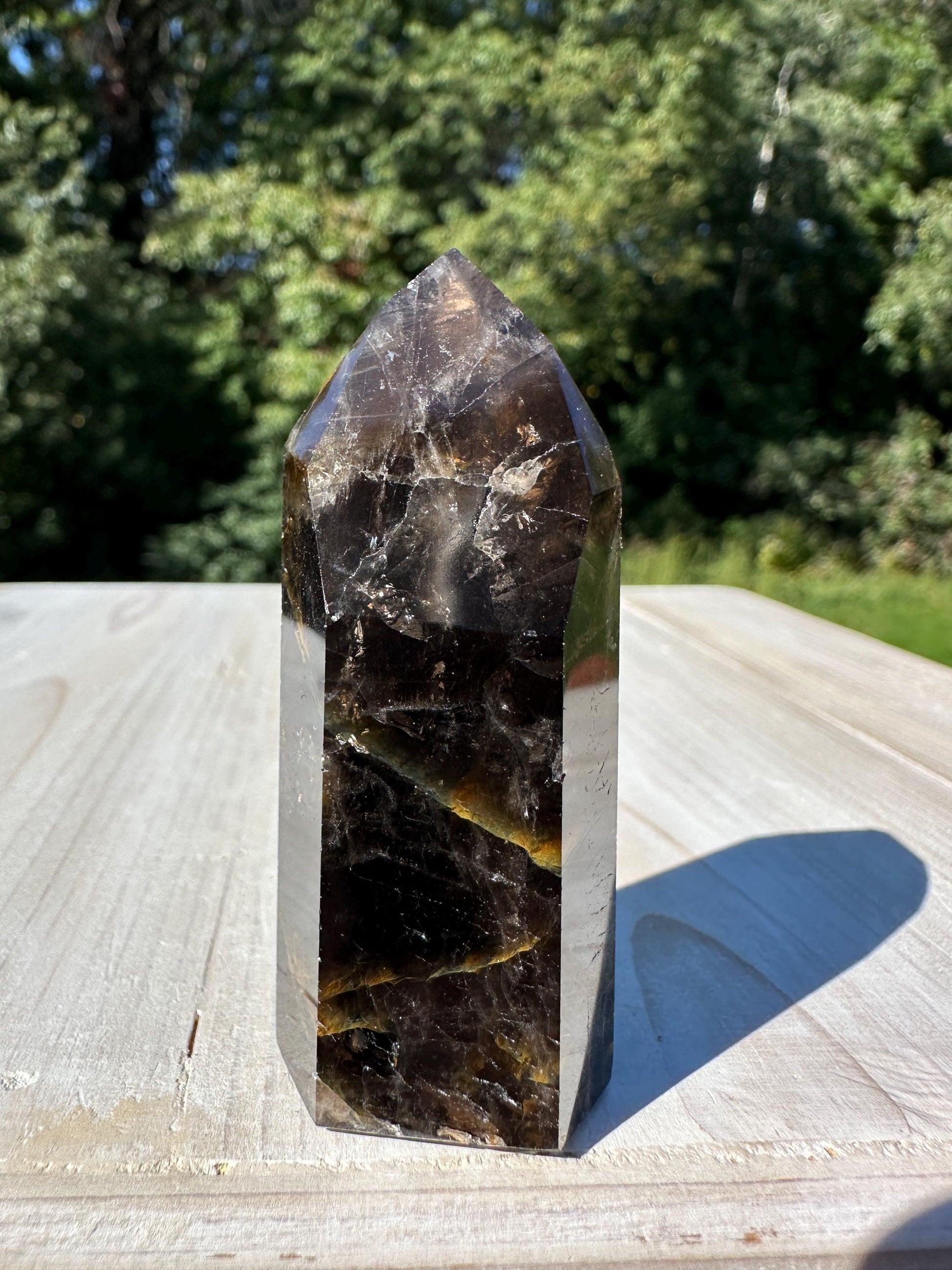Stunning Smoky Golden Healer Polished Point from Brazil - #2