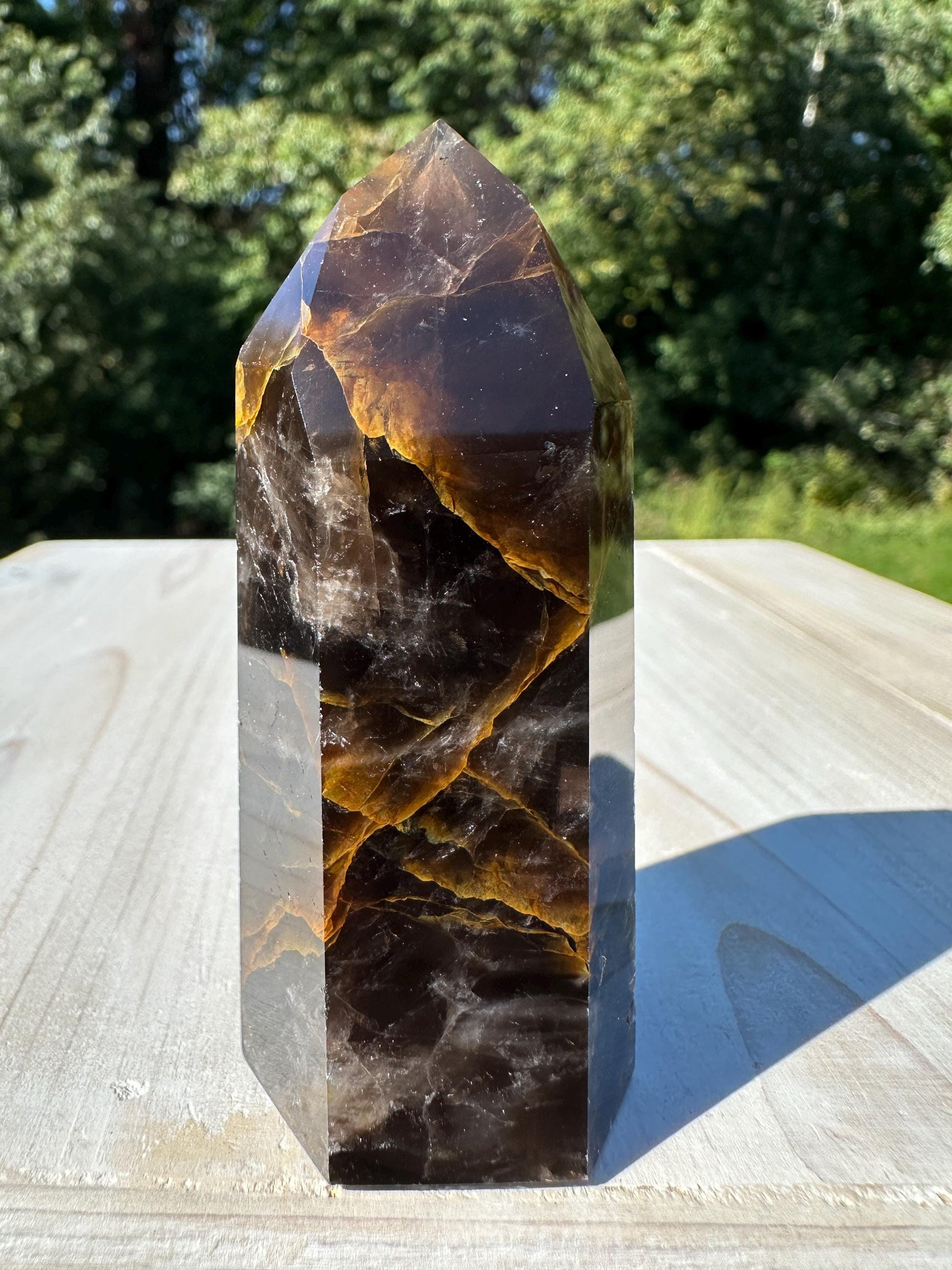 Stunning Smoky Golden Healer Polished Point from Brazil - #5
