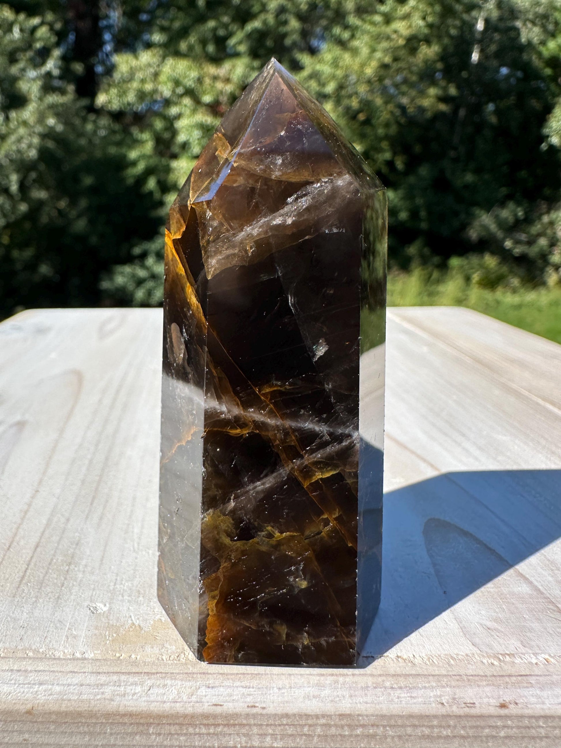 Stunning Smoky Golden Healer Polished Point from Brazil - #5