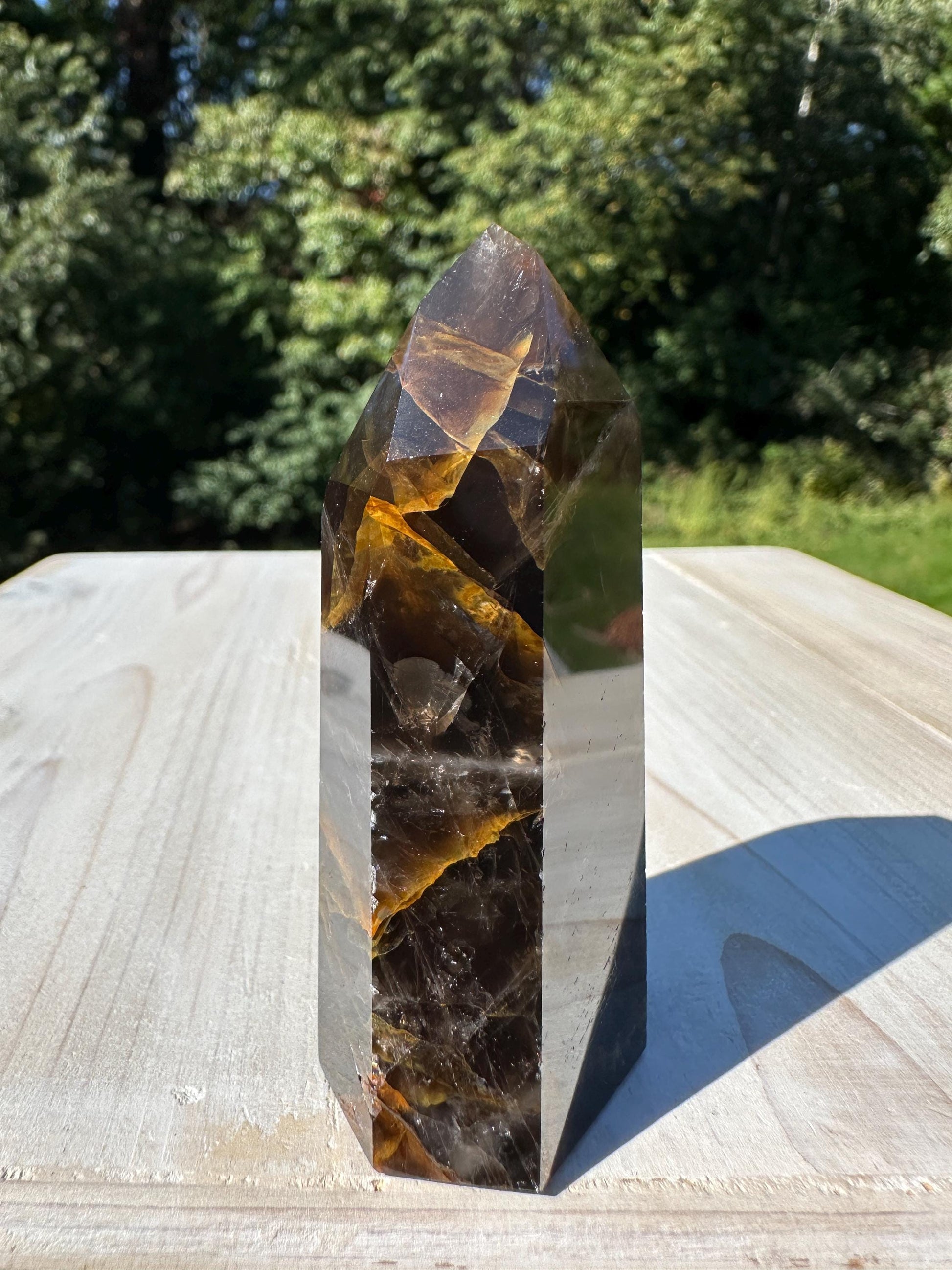 Stunning Smoky Golden Healer Polished Point from Brazil - #5