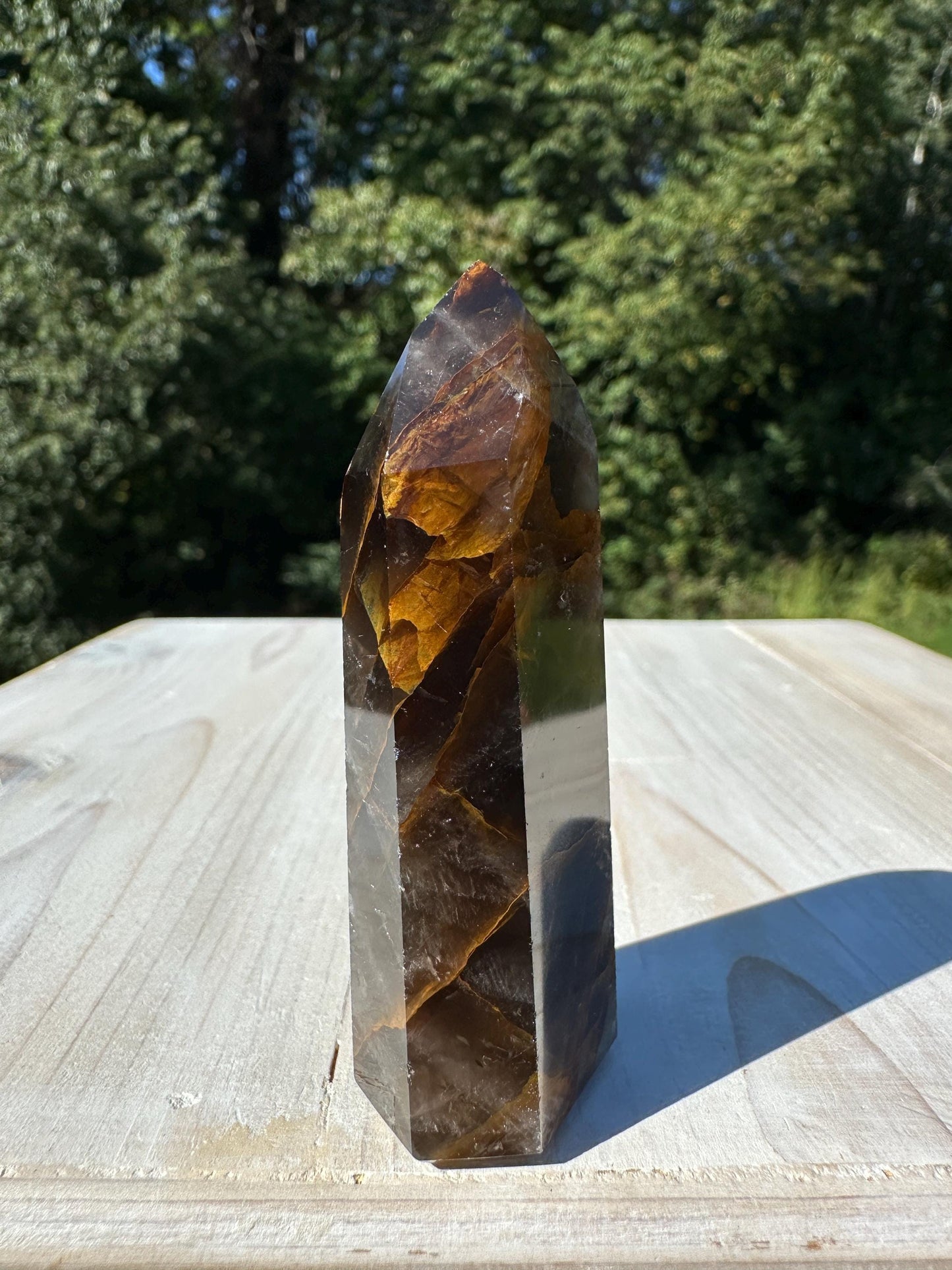 Stunning Smoky Golden Healer Polished Point from Brazil - #7