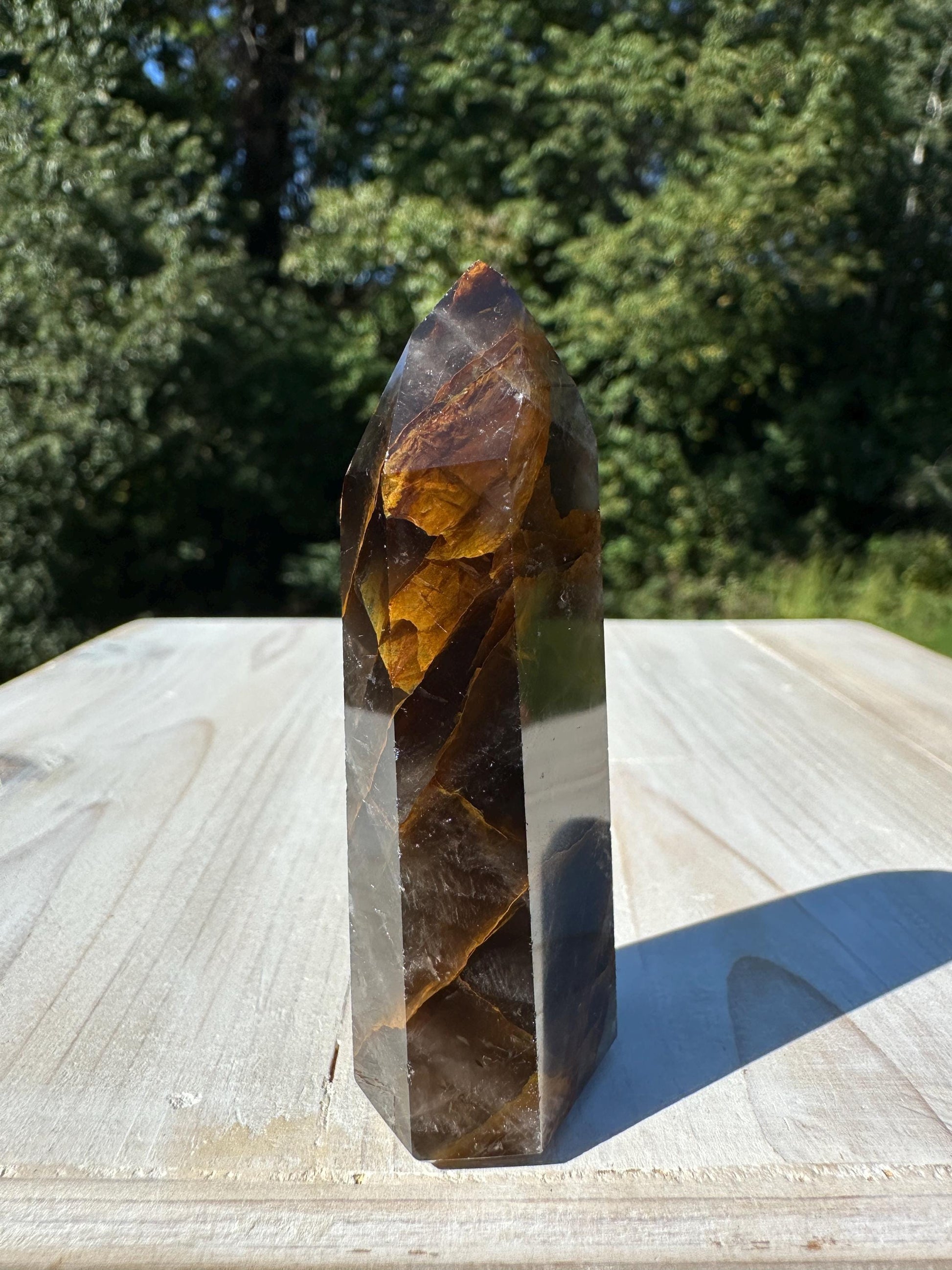 Stunning Smoky Golden Healer Polished Point from Brazil - #7