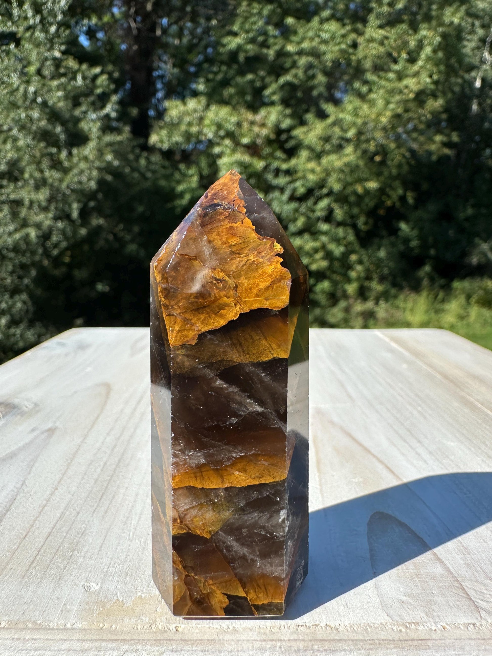 Stunning Smoky Golden Healer Polished Point from Brazil - #7