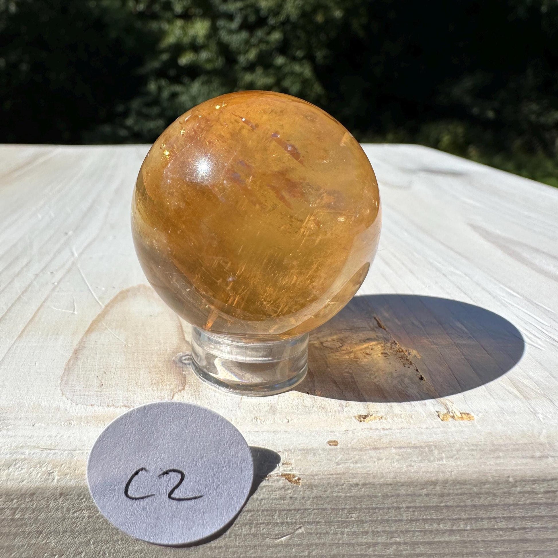 Gorgeous Optical Honey Calcite 33mm Sphere - #2