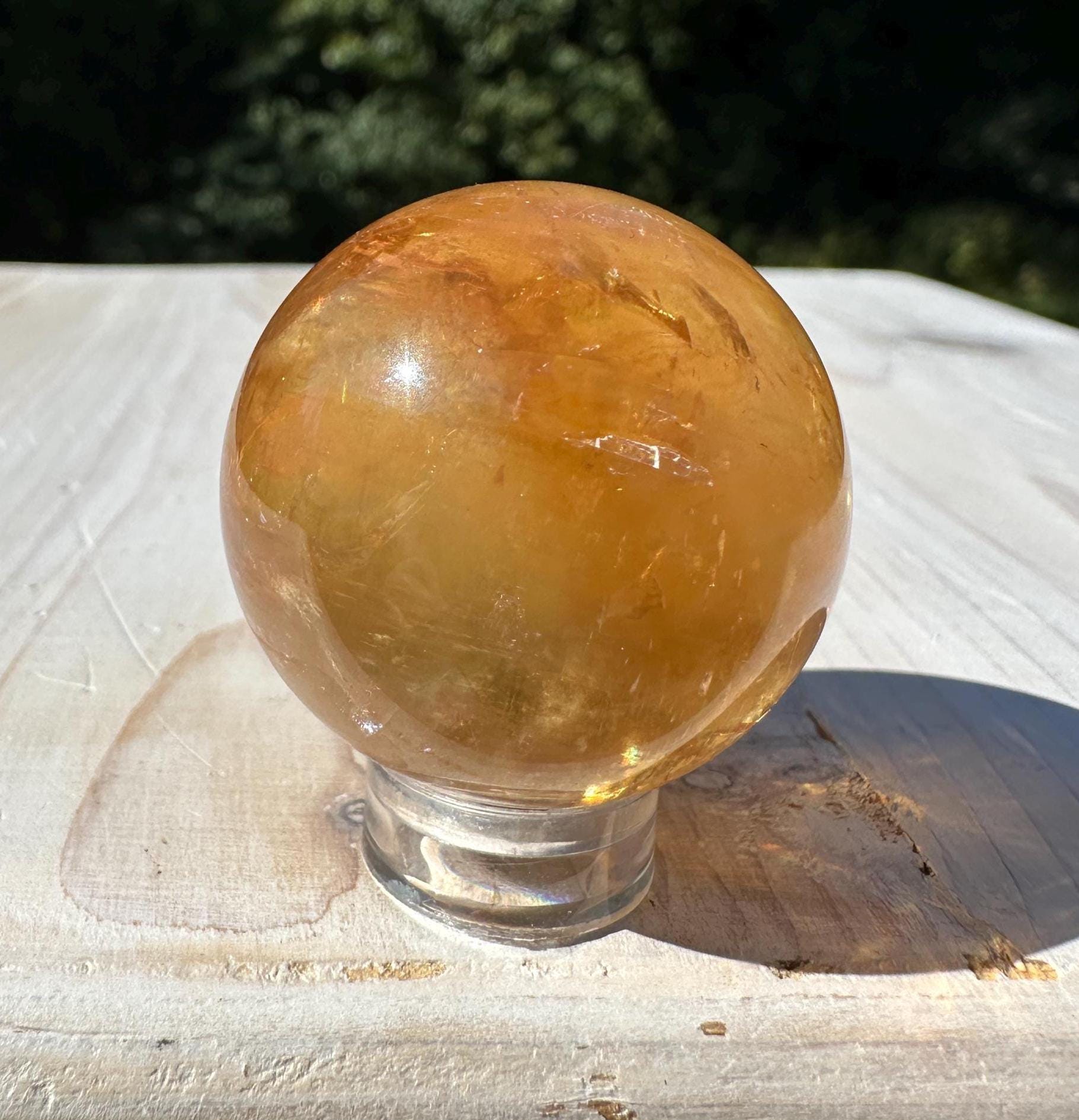 Gorgeous Optical Honey Calcite 33mm Sphere - #2
