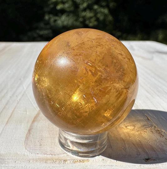Gorgeous Optical Honey Calcite 33mm Sphere - #4