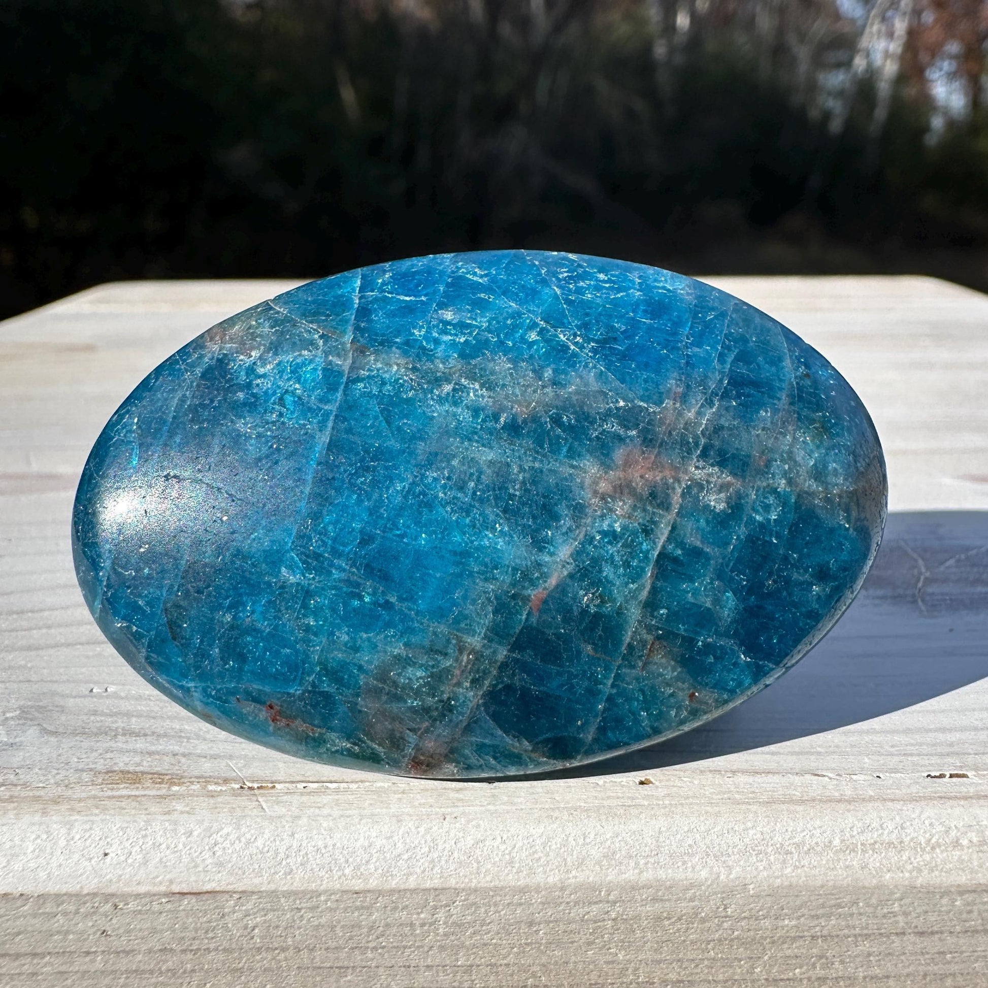 High Quality Natural Blue Apatite Palm Stone - #4